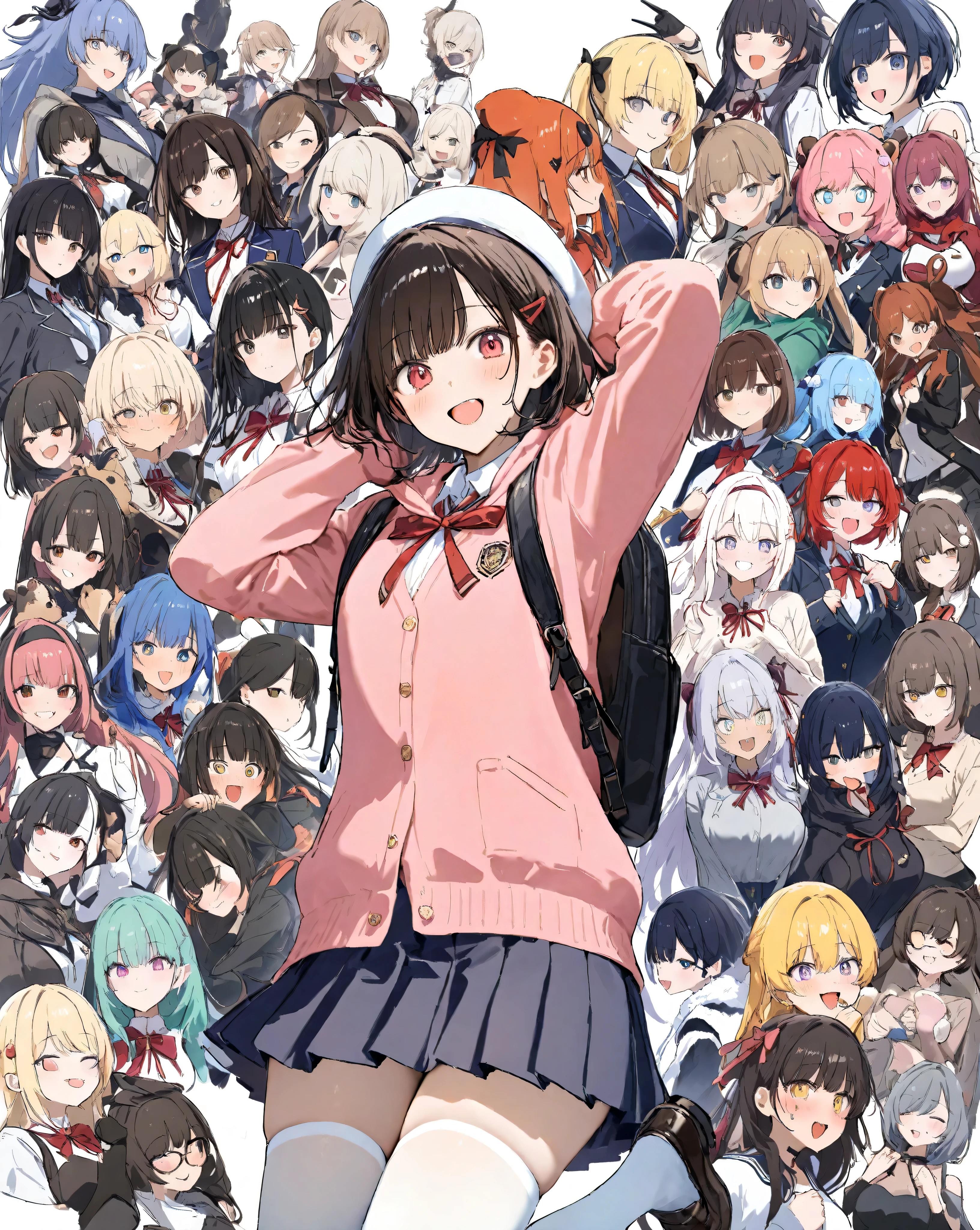 captures pure and unbridled joy and freedom、steam rises from the manhole、like a big deer with joy Sleek eyes、the energy of the protagonist Individual smiles reflecting、The hem of the skirt swings freely。white thigh-high socks and polished black loafers midkick、Explosive Energy:add lively warmth to rosy red in the cold、long black twin tails with pink flower clips and、sparkling reddish deer-like eyes narrowed under long eyelashes。masterpiece evoking frozen moments of the everyday rush of joy、dynamically bend legs and jump even higher、Light Snow Particles Dance。A 16-year-old high school girl in the center leaps into the air with a playful jump that defies gravity、Winter Uniforms、Winter appeal with accessories such as hot cocoa cups and small teddy bears、adults commute in briefcases and add friendly everyday life;the boy in the coat waves his hand、Straps Jump。
clear and undistorted facial features:Scarves、red with ribbons on a pale winter palette、Arm Victory、she radiates infectious mega joy。bustling winter streets at dawn - soft snow covers sidewalks and bicycle parking cars、anatomically perfect proportions for all characters(No Crushing or Overlapping):Straps Stretch/Overlay Mittens、Laughter/support/Dozens of People Who Jump Simultaneously、Diverse hairstyles(pony with sab、Bob、Blade)、Skin color、アクセサリー如きホットココアカップや小さなテディベア🐻で冬の魅力;Thick Red Ribbon Bows with Collars、balanced poses and expressive clear faces for everyone;large black backpack on one shoulder、no distortion with anatomically correct hands and feet、sharply detailing everyone's faces。
Background:Emotional contagion radiating from smiles where morning optimism plays the leading role、the apartment with the breakfast light、Spread out in a pose、Distant Pedestrian Crossing and Store、Thin Clouds Pale Blue Sky;and over 20 diverse girls' high schools A lively radial group of people and everyday passers-by。An ultra-wide, open smile showing a heart-shaped face with perfect white teeth and deep dimples {x} The golden morning sunlight penetrates the snow and emphasizes the brilliance of jumping with ethereal volumetric rays {x} The short navy pleated skirt is dynamic Spread outward with motion blur {x} white sailor suit with navy accents - pleated blouse fits slim figures {x} focus on the lead actor's upward momentum and crowd-surrounding praise in a cinematic low to mid-angle composition、Flowing hair/Ripples on Cloth/Snowflake/Super Detailed;a normal winter morning in a Japanese urban area/Bright Pink Pop、Infinite Young々bounce violently upward like a wind-excited ribbon、8K resolution、cheerful anime-style digital illustrations。