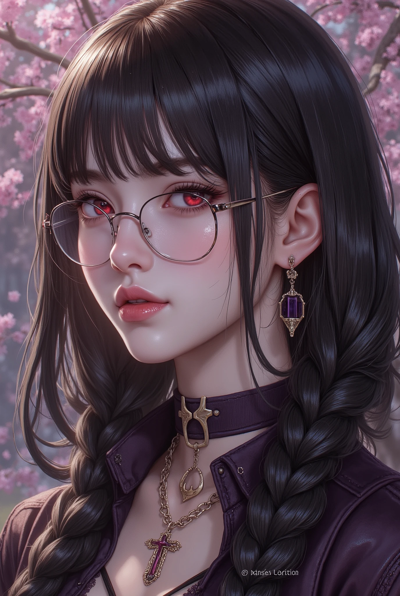 (  Highest Quality, best illustrations,high image quality:1.2), (Horror Fantasy:1.5), (ink and watercolor:1.5),(Ominous Scenery   :1.5),(A lot of dust rises:1.5),(  Dirt Track   :1.5),(wonderful:1.5),(masterpiece:1.5),  (Powerful figures:1.1、Big Breasts:1.3) 、 ((((glasses、Closeup Shot, cute、 Red Eyes、 Evil Ruby's Cursed Necklace )))),(((glasses、Big Breasts、  braids)))、  cute face,  raise eyebrows , ,(Fatal Beauty,  charming beauty ) ,(Mysterious Charm:1.1),(Big Breasts、attractive silhouette),   high image qualityテクスチャ 、High Quality Shadows、   beautiful and delicate face   、 beautiful, delicate, eyes are sticky liquid dripping  、 ray tracing 、 20th Generation、 cute K-POP girl、( The Face of Korea )、Thin face、( Ulzan-6500-v1.1:0.6)、   Face of Pure Loss   _v1 , ( beautiful and delicate face ,  beautiful and delicate eyes,  perfectly balanced face ,  high image quality skin ,  detailed skin,  lens flares {x} perfect ratio 4 fingers to 1 thumb :1.25)、 DSLRs、   地獄から来たbeautiful悪魔女  ,    ATTRACTIVE GIRL  , Real Girls, Gurwitz,  Gurwitz-style Artwork , Girl Roleplay, Realistic 3d style, cgstation Popular Topics,,  8k portrait rendering BYMR. nomi ,（truth,truth:1.4,glassesの少女  :1.2)、cheek、 glossy lips, 1. オーバーサイズ comment:  comment、 come up with an oversized design that covers shoulder to knee.。 navy blue or black are standard colors .、[ Soft khaki or beige , wait.、 Pick the right color for the season 。 2.    choose the color that suits your skin    : To protect yourself from the cold、    choose the color that suits your skin   、 ニットの質感と色を commentに合わせてください .。 3. ワイドレッグ   pants:    pants,  choose a wide leg design 、combines mobility and style。Dark tone denim or black   pants look great.。 4. knee-high boots: オーバーサイズ commentに含まれるもの、boots are black or dark brown Match the texture and color of the fashionable.、  Gives a stylish impression  。 5. accessories:   The  。  Disney  、   long necklace  、6. handbag: handbag、let's match the color of your outfit.