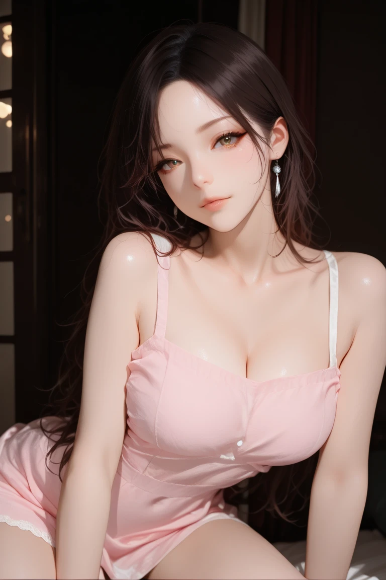 masterpiece,best quality,(detailed face, perfect face, perfect eyes, realistic eyes, perfect fingers),(clear face),fantasy girl,long hair,jewelry,earrings,looking at viewer,intricate,high detail,sharp focus,dramatic,beautiful girl,knees up,hotel room,standing,
<lora:add_detail:0.9>,
 <lora:Glitter bead dress v1_20230709172653:0.75>