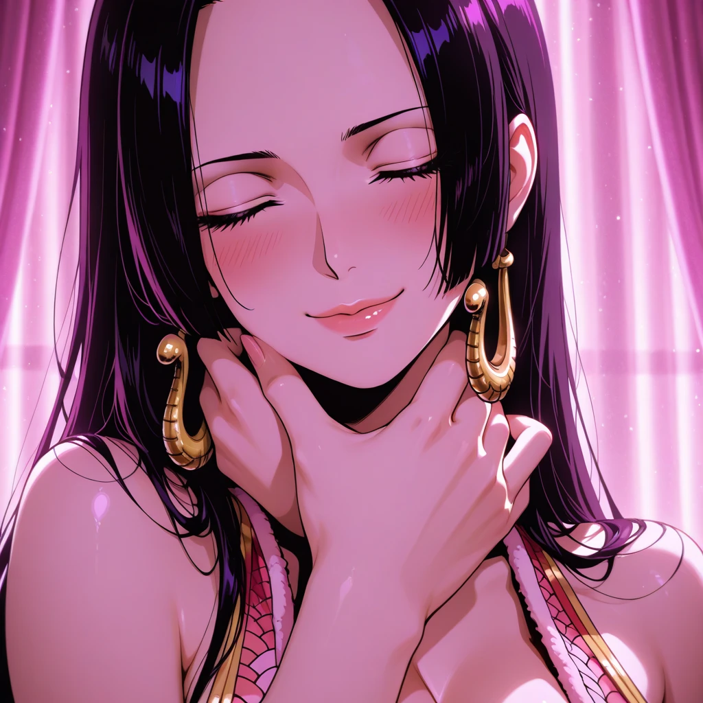 best quality, masterpiece, highly detailed,1girl,  ((rose)), (vine), cage, bandage, red rope, (detail light), falling rose petals, Boa Hancock, (:1.5), (masterpiece:1.5), Detailed Photo, Smiling, Sexy, (8K, Photorealistic, Best Quality: 1.4), (1girl), Beautiful Face, (anime realistic Face), (Black Hair, long Hair: 1.3), Beautiful Hairstyle, Realistic eyes, beautiful detail eyes, (white skin), beautiful skin, absurd, attractive, ultra high resolution, ultra realistic, high definition, golden ratio, ( aroused:1.5), Pinkish white skin, cool white light, sexy pose, Beautiful , white background, pink soft white light, Wear a white tank top