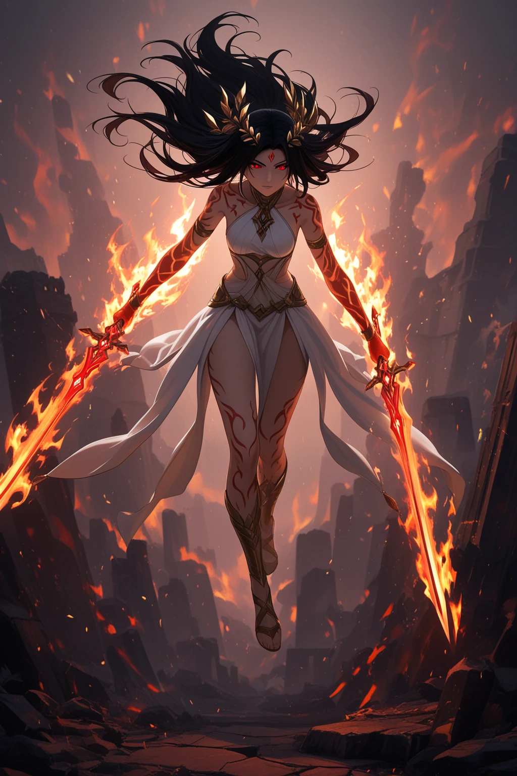 girl, ancient rotting evil mummy, evil look, dark scenery, sexi, body covered in bandages, red glowing eyes, combat stance, wielding an ancient egyptian sword, vibrant appearance, creative behavior, imaginative, sensual, spontaneous, highest quality, skin texture, intricate details, (cinematic lighting), RAW photo, 8k