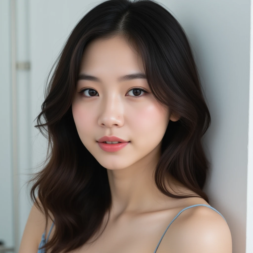 masterpiece, best quality,8k resolution,realistic,, 1 girl, there is a woman with long black hair posing for a picture, a picture by Tadashi Nakayama, flickr, 