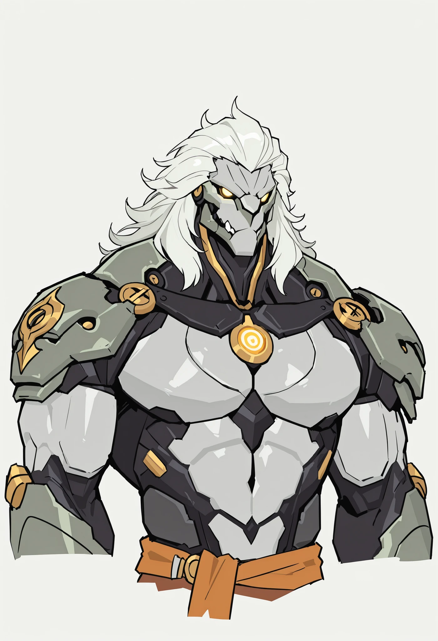 masterpiece, best quality, amazing quality, very aesthetic, humanoid warforged, dnd warforged, handsome, fantasy, short mane hair, detailed musculature, muscles coverd by scaly armor, balanced yet muscular physique, thick arms and legs, wide bulky chest and shoulders, muscle-shaped armor that highlights musculature, segmented armor ike body, mechanical detailed face, prominent jaw, sketch, concept, portrait, upper body focus