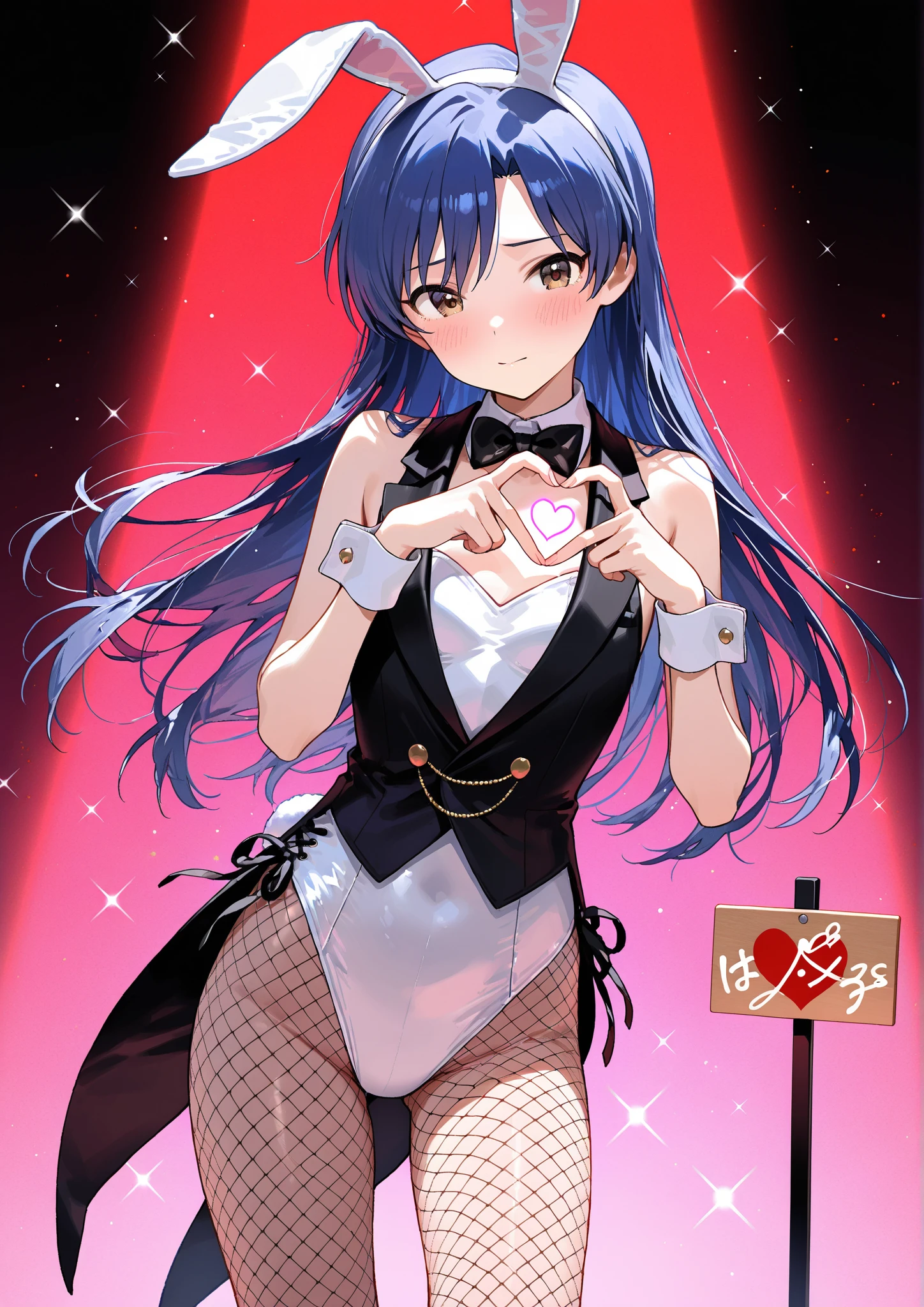 ,masterpiece,Highest quality,High resolution,Super detailed,Shiro \(no game No life\),Long Hair,Multicolored Hair,Hair between the eyes,Gradient Hair,Yellow Eyes,Flat Chest,Bunny ears,Playboy Bunny,casino,Embarrassed,blush,Are standing,