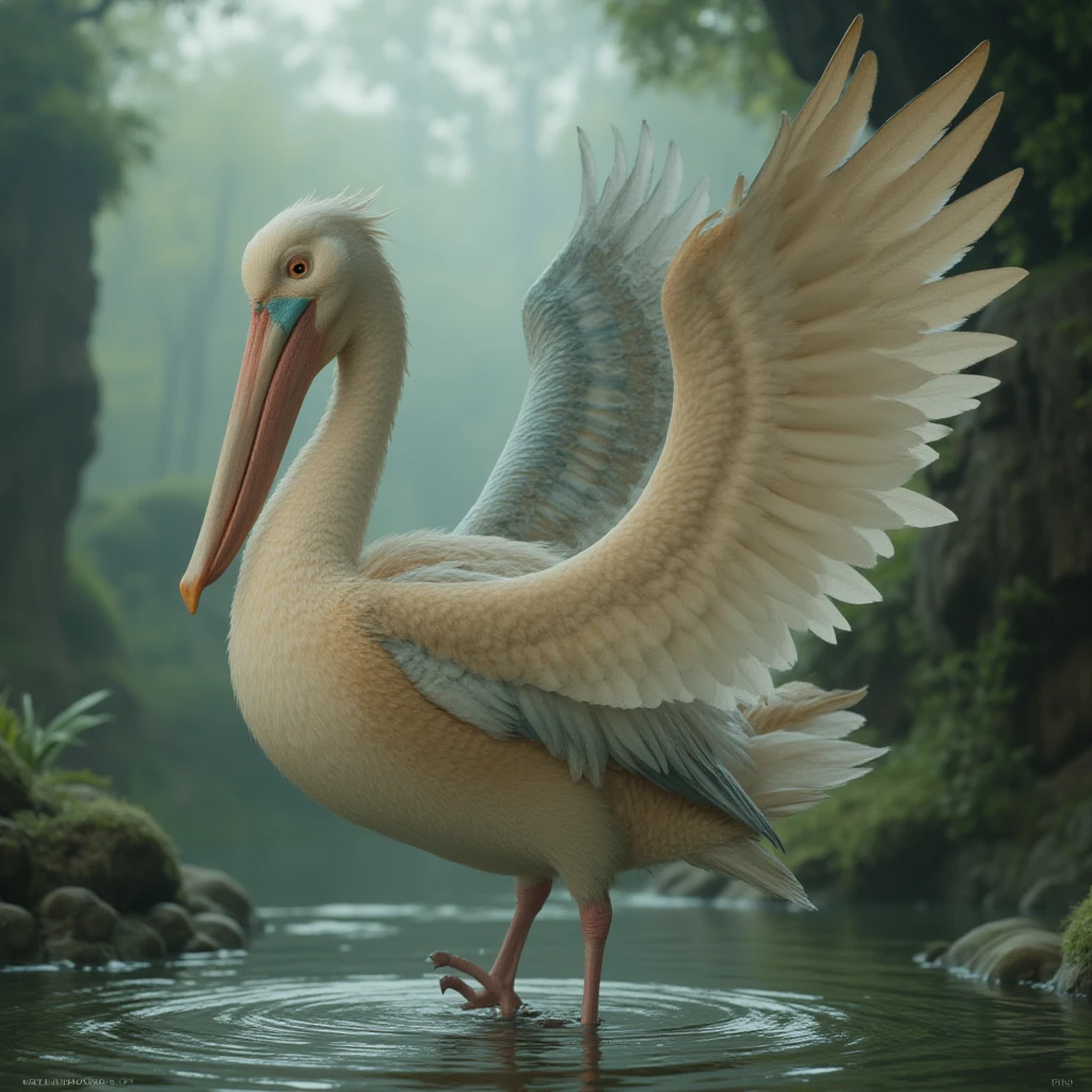((, )), rio movie, jungle landscape, nigel a male white cockatoo avian, white feathers, ((anthro)), big size human body, furry, feathered arms, thick body, ((exposing big tapering , )), standing, brown eyes, bedroom eyes, , realistic, digitigrade legs, detailed eyes