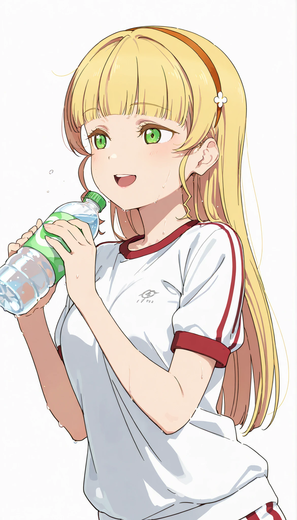 { score_9, score_8_up, score_7_up, } { { } } { masterpiece, high quality, best quality, highres}
BREAK
[ (ラブライブ！スーパースター!!)_Artstyle_LoRA : (Love Live! Superstar!!)_style_LoRA :  hentai_Artstyle_Lora :   :  ,  ]
BREAK
[ solo, 1girl, sumire heanna, long hair, bangs, blonde hair, green eyes, hairband, blunt bangs, orange hairband, ] [ school gym outfit , white & blue outfit, short sleeves] [ young,  perfectly fit body, , medium  ] [ smile, open mouth, looking away, holding water bottle , sweating, exhausted ]
BREAK
[ White background , blank background, alone ]