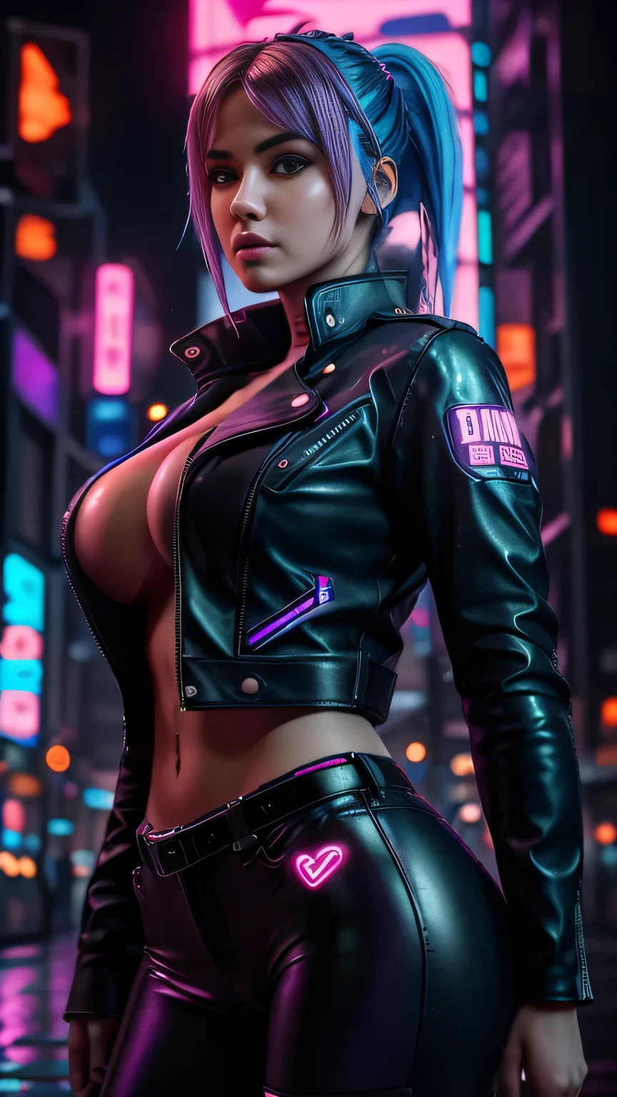 Cyberpunk Girl, Beautiful woman, hohe details, beeindruckende Details, Cyberpunk Umgebung, (werkstatt im Hintergrund), (Frau ist Mechanikerin),