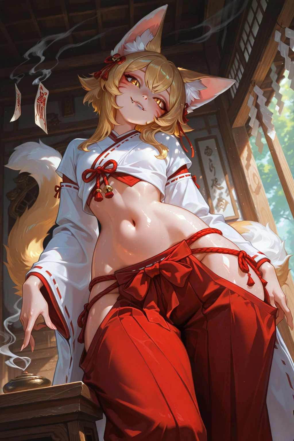 , 1 female fox, straight long white hair, green cloak, white skirt, lying on bed, , legs up, , ,  press, ambient light, full body, masterpiece, high quality, high-details, best quality, 