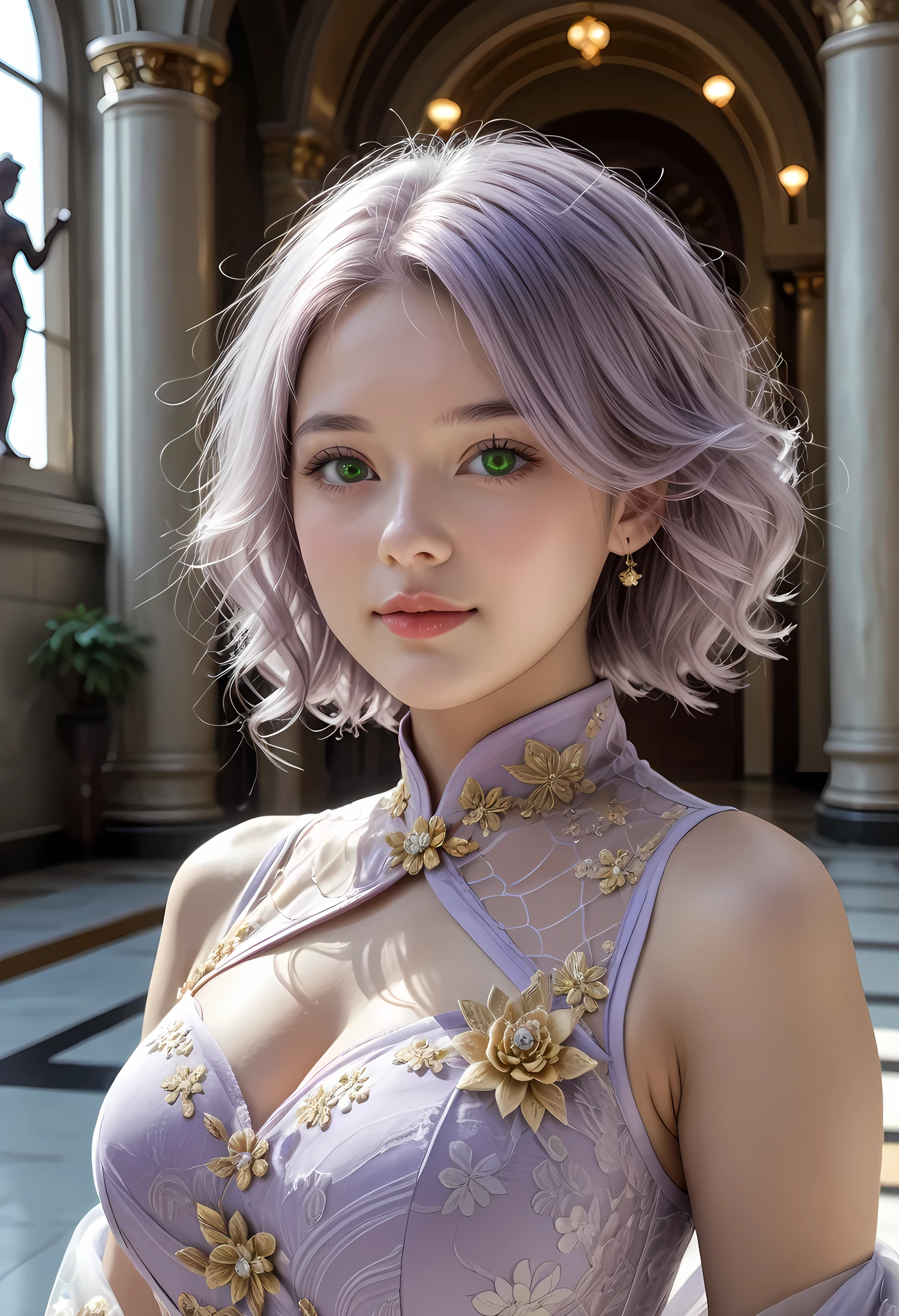 ((perfect )), (photo realistic), (very aesthetic), (highres), (detailed eyes), (top quality), (Realistic), (Super Detailed), (masterpiece), (top quality), (very detailed), (ultra detail), (Super detail), masterpiece, top quality, high resolution, Highly detailed hair, flowing hair, 繊細な質感, 細かい髪の細部, リアルな髪の陰影, 絹のように滑らかな髪, 頑固な影, ドラマチックな照明, 逆光, 深い影, 若い顔立ち, とても大きな目, 黒髪, マインドコントロール, パイルドライバー, (素肌ボディハグ), 脚を開いた, 掴まれ, panchira, (暗い部屋, 汗, 素肌の小剥き出しを掴む, clear hands, correct ズ), 4DCG, 超リアルで精細な画像, girl:japanese girl,very short hair,(light purple hair:1.4),(mint green eyes:1.2),healthy skin,busty,full bust,
a face with a look of disdain and superiority, eyes looking down, a raised eyebrow, a sneer on the lips,,
fighting stance,
black-and-gold cheongsam with high-leg cut, mesh skirt overlay, dragon-scale pattern,
ruined imperial palace hall with torn silk banners, fallen statues, scattered embers, golden carvings damaged by impacts,
masterpiece,ultra quality,extremely detailed,ultra high resolution,(highly detailed:1.5),8k,photorealistic,realistic,ultra realistic skin,high-quality face,beautiful eyes,(detaild hair:1.5),very awa,safe,newest, cinematic lighting, を着て, タイトフィットの, 体型を際立たせる半袖の青いボディスーツ, 明るい色の,