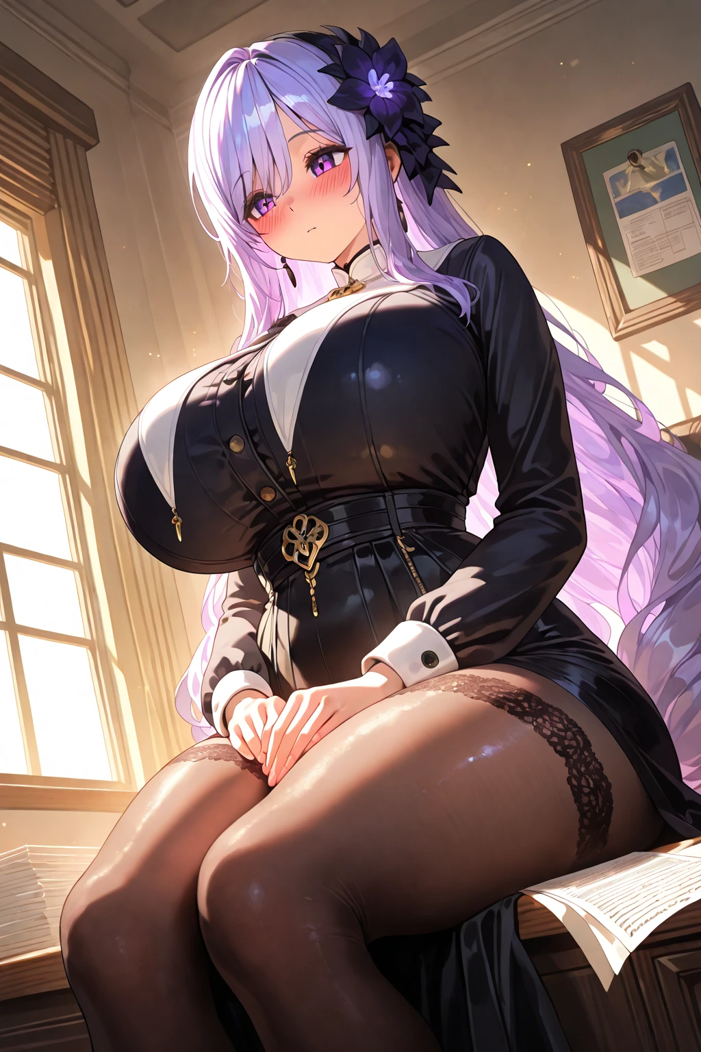 1 girl, red-purple hair, very long hair, violet eyes, beautiful eyes, big eyes, big lips, glossy lips, very curvy body, ???????????, long legs, big ????, wide ????, thick thights, defined image, seductive gaze, persuading look, persuading body language