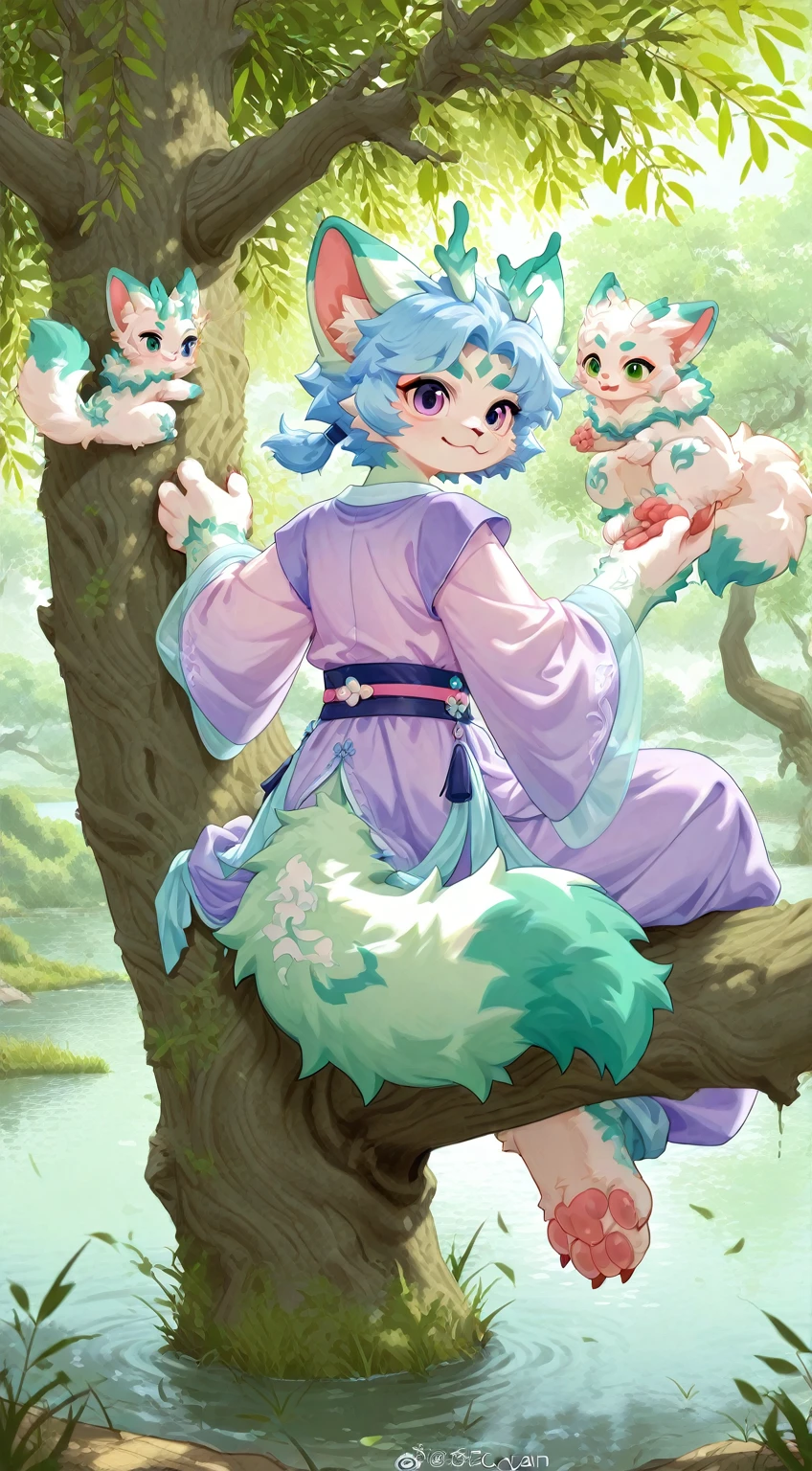 (Best image quality),(masterpiece),(((The only person))),(Super detailed),(Male dragon:1.5), (Green Skin:1.3), hairy，(Green fur:1.3),((Silver pupils)) ,(Golden ears),(hairy 动物 耳朵s)，((Wearing a black robe)，Natural Lighting，Complex background,Detailed face，Wheat Field，details on face，Character Focus，Detailed clothes，The whole body，Depth of Field，Perfect lighting，Sharp focus，Light Particles，alone，White hair，Emerald green hair，Silver pupils，Golden ears，Lots of patterns，A pair of light blue dragon horns