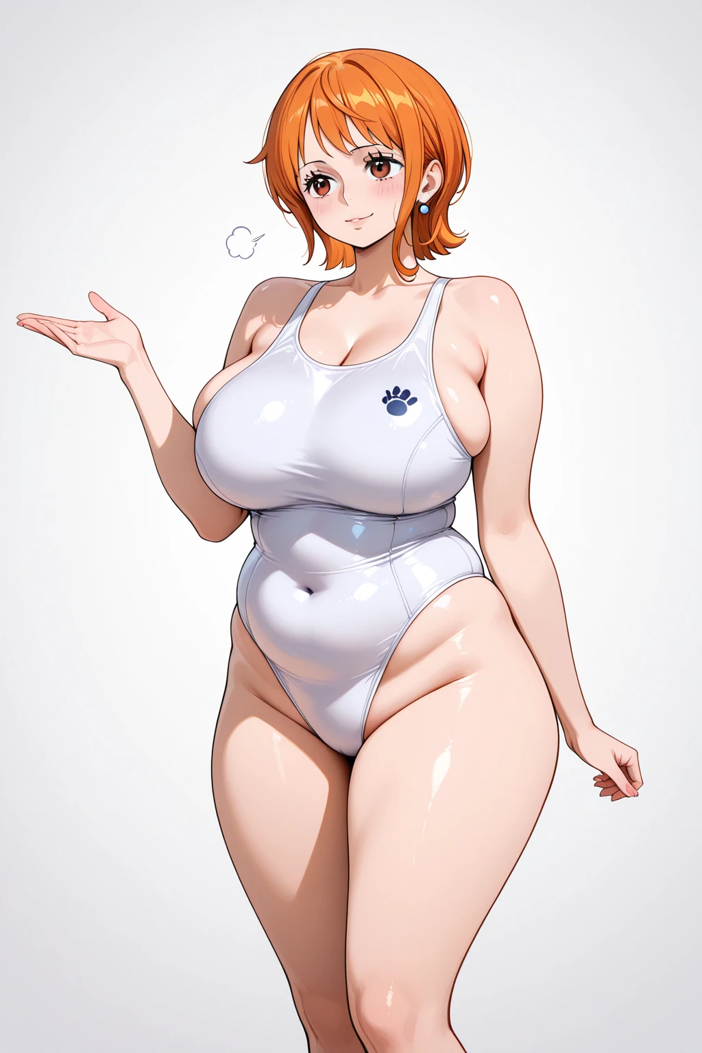 (masterpiece:1.2, best quality:1.2, beautiful, high quality, highres:1.1, aesthetic), detailed, extremely detailed, ambient soft lighting, 4K, perfect eyes, perfect face, perfect lighting, 1girl, long hair, solo, RanmaChan, red_hair, (single_braid), blue_eyes, 1girl, solo, huge breasts, huge ass, huge thighs, narrow waist, wide hips, thick thighs,  cleavage, center opening, white leotard, skin tight leotard, wet  clothes,  clothes,  through clothes, leotard, collar,blushing,sweating, (breathing hard), (panting), anime, smile, hands on hips, smile, simple background, (best quality), ((masterpiece)), (highres), original, perfect female body, perfect breasts, perfect hips, perfect  perfect hands, extremely detailed wallpaper, (highly ultra detailed face and hair and skin and eyes and finger and background and hair:1.2)