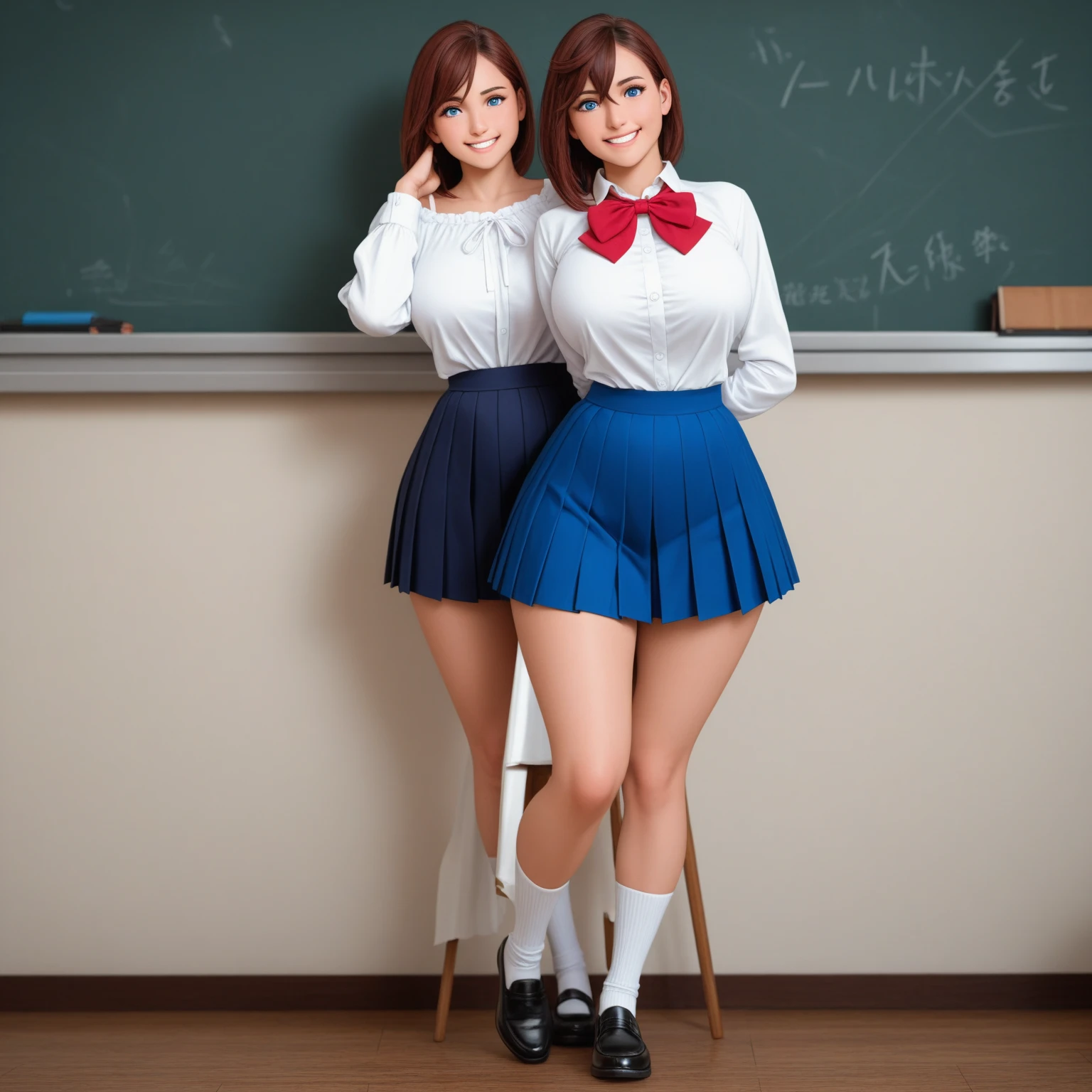 ((8k, RAW photos, top quality, masterpieces), high-definition RAW color photos professional close-up photos, (realistic, photorealism: 1.37), (highest quality), (best shadows), (best illustrations), collarbones ((big ???)), ((????,??????, ????, ultra high resolution, high-definition CG unified 8K wallpapers, physically based rendering, movie lighting), (aegyo sal:1), 18 year old girl ????, (ribbon, socks, high school no uniform: 1.2), high school classroom, beautiful detail eyes, light on the face, ((full body shot: 1.2)), especially strong light, (upper eyes, grinning smile:1.2),shiny skin, (((red hair, bob hair:1.2))), ( thick thighs), ulzzang-6500-v1.1:0.2, shy, (flash:1.2), ???? , (puffy), ((seductive posture: 1.2, attractive: 1.2)), (idle), (???????????? back with hand spreading big ??? at a desk in classroom: 1.2)), ((good ???????: 1.2)), ((bright and refreshing classroom, background blurred: 1.2)), perfect face, cute face, (high angle shot:1.2)