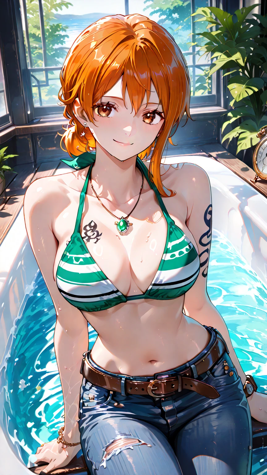 (Very detailed, highest quality, Anatomically perfect body),Mature Woman, One girl, Anime Girls,(spread :1.6),dark green hair,short hair,double bun,green eyes, heart shaped pupils,Glowing Skin, Large Breasts,beautiful breasts,pointy breasts,long , ,(Big Ass),beautiful ass,sweat,wet,,Embarrassed,( Focus,From before:1.3),(Urge to urinate:1.6),(bladder full:1.6),( Desire:1.6),(Person urinating:1.6),( Body Twist:1.6),(shame:1.6),(:1.6),pink highleg swimsuit,,lower body,sweat,wet,squatting,(), under pantyhose,arms behind head,Groin tattoo,glowing tattoo,Wisteria flower,at park,(lemon juice),(orange juice),(Pineapple juice),(Mango juice),(water),