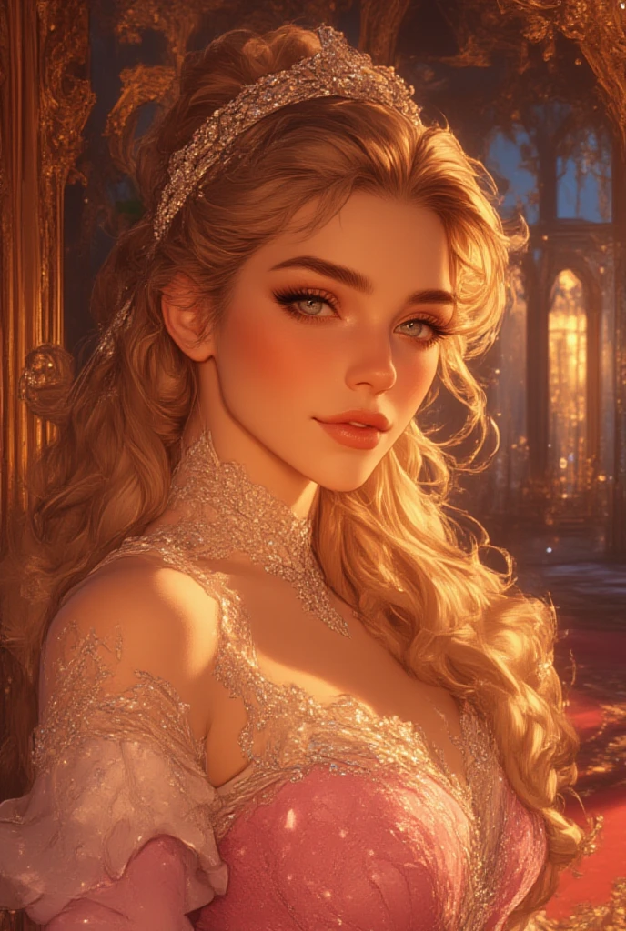 White Blonde hair, fluffy hair, stylish hair, long hair, lilac eyes, perfect eyes, beautiful, perfect face, tween, dainty , short, kind, , a flowing pale airy gown with ruffles along the bottom with tiny pink flowers and gold dragon embroideries with flowers, Her tiara had a pretty teal gemstones, silver necklace, noble class, royal, royalty, red castle, feasting hall, medieval, elegant surroundings, soft dewy makeup look, light peach blush, soft tan eyeshadow, light coral lipstick, cutesy, girlish, girly, guileless, ingénue, princess , whimsical lighting, Targaryen, dragons in the sky, photorealistic
