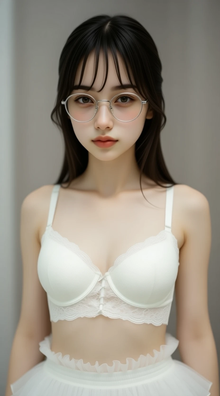 An araffe woman in a thin white lace bra and glasses poses for a photo in a backyard., ???? girl, Thai girl, Thai girlที่สวยงาม, with new and beautiful things, Thai nymph goddess, ผู้Thai woman, Thai woman, ผู้Thai woman, ผู้Thai womanที่สวยงาม, ผู้Thai woman, หุ่นเซ็กซี่ เทพธิดาไทว ใส่แว่น เอเชียไฮเปอร์รายละเอียด แองเจล่าไวท์ ไทย สวย หุ่นดี นางแบบ หน้าอกใหญ่ ยิ้มสวยมาก Thai girl นางแบบไทย โมเดลไทย กราเวียร์ไอดอล ผ้าคลุมผมลูกไม้บางสีขาว ผมยาวสวยมาก