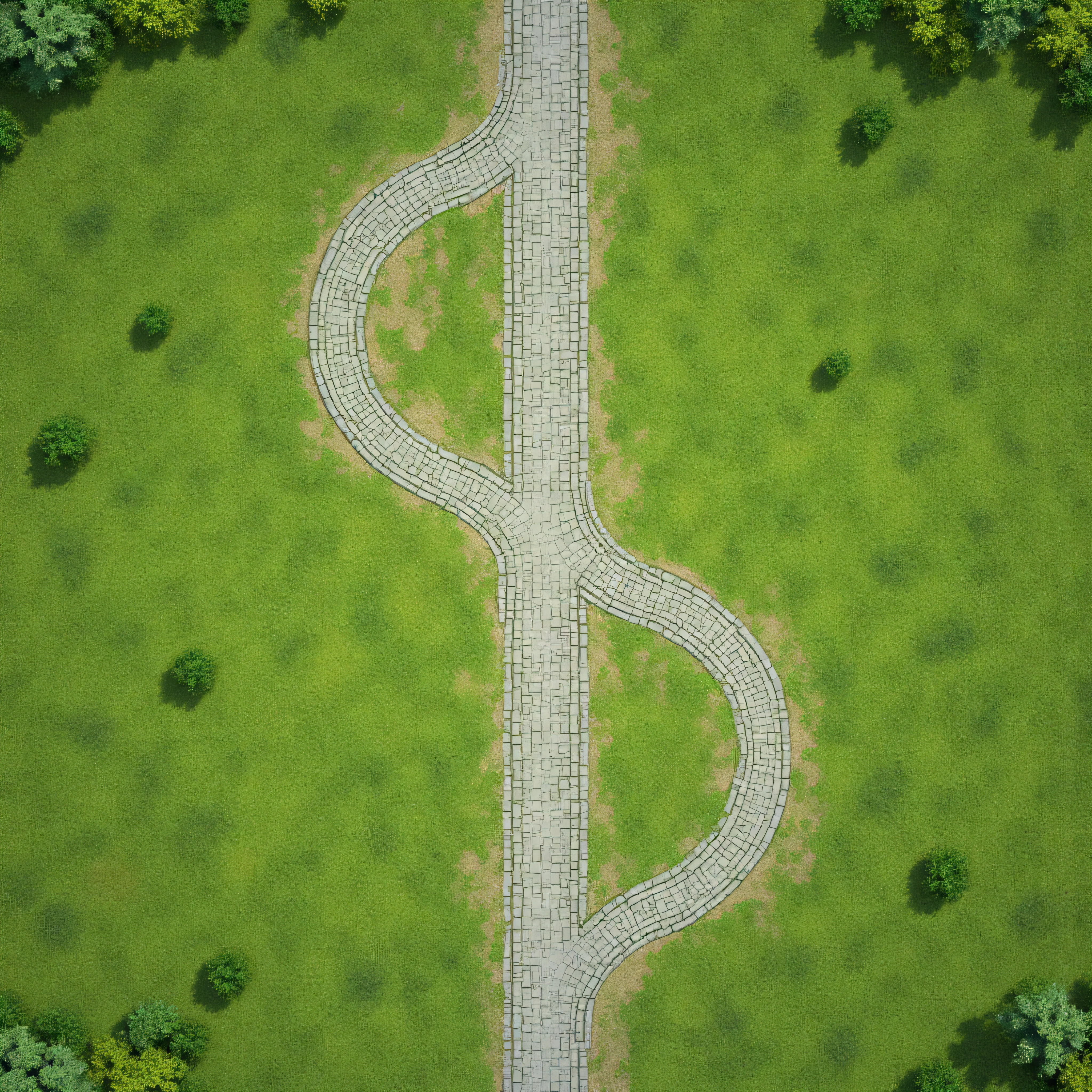 RPGmap, Isometric 2D planar view strictly from above in the form of a 2D map for a board game flat field emerald grass, marble brick roads in elven style (no trees, no bushes)