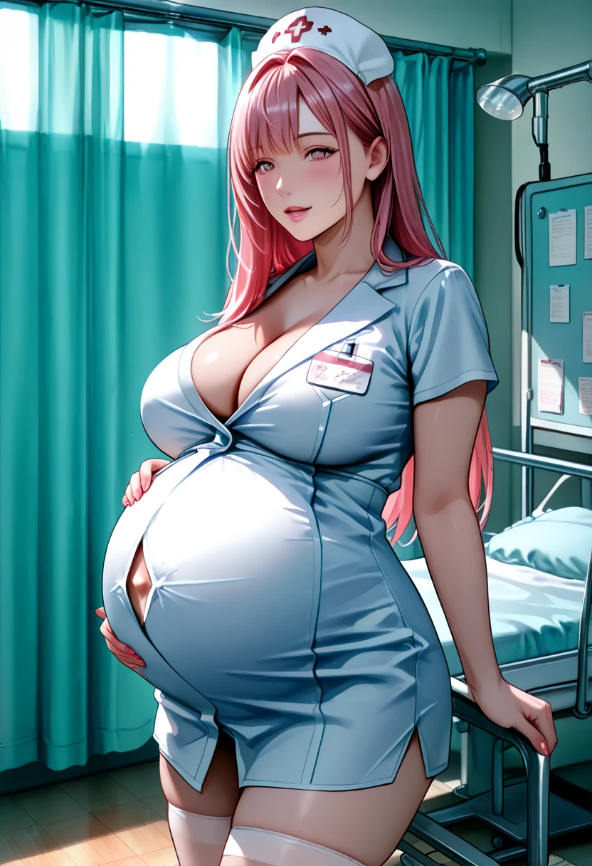 hospital,  nurse suit,nurses,busty,elbow gloves,labcoat,gingerhair woman,pink eyes , gigantic boobs ,medical instruments,asian nurse,two nurses,,examination room,oversize boobs, ,big ass ,, lay on table ,legs spreaded,giving birth,gyno chair , dentist, ,pregnant