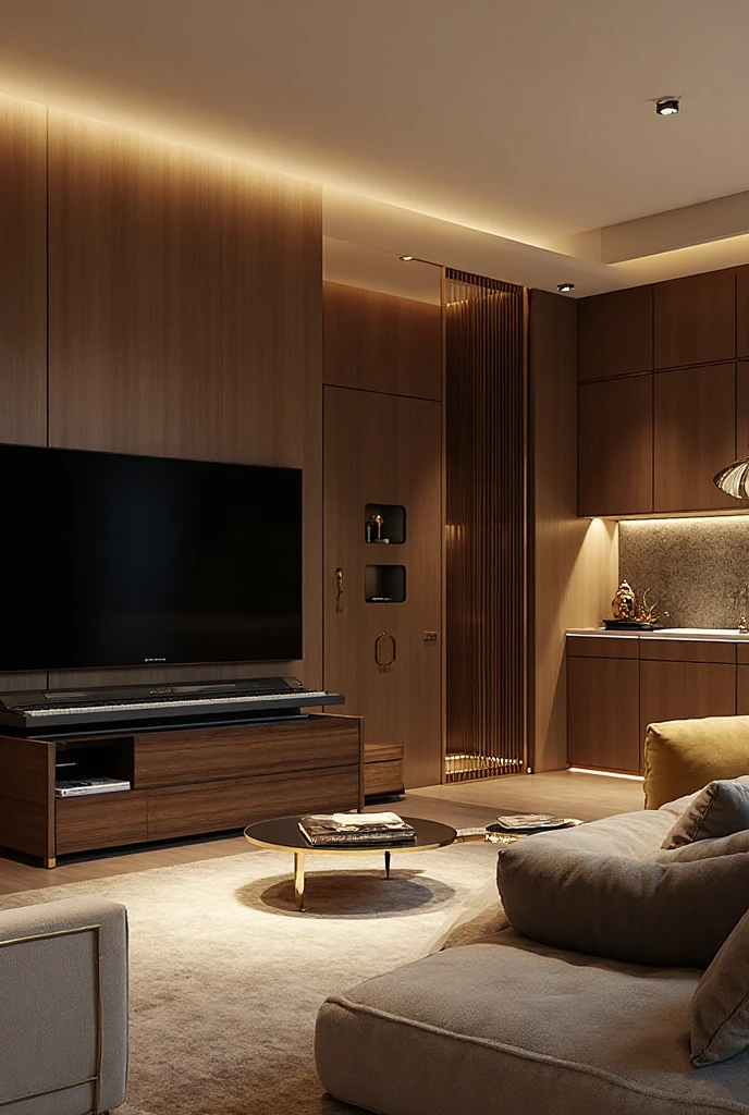 Interior design corridor floor plan, Southeast Asian style decoration, multi-angle display, 3d rendering, comfortable interior lighting, super detail, movies, furniture and windows in the evening, 8K --auto