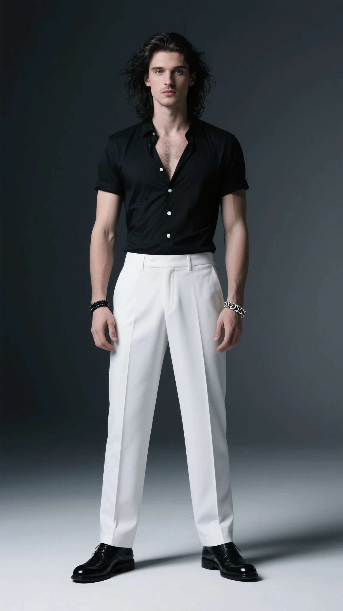 Close up of man in checkered shirt and trousers, Full body details, Full body close-up, two, 2k, , White clothing, Shrink the whole body, Long-distance full-body view, High detail clothing, Full body photo super detailed, Surrealism, Whole body concept, Full body details,tank top