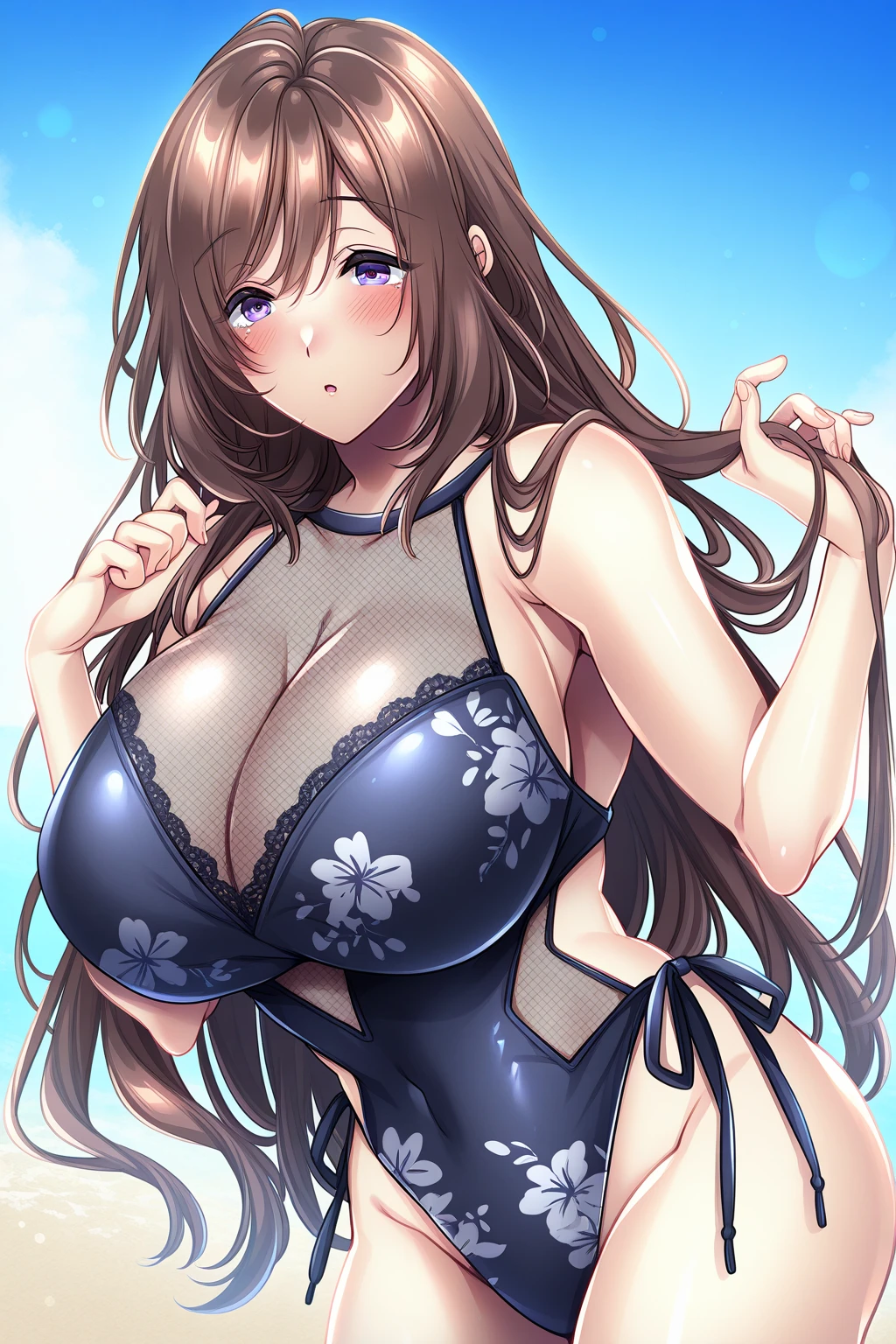 American bride，light brown hair, Being on stage，(get down on the stage:1.2)，(pouting her :1.1)，(Being touched by an older man:1.5)，(Being stroked by a man's :1.1)，seen from the front， （（（tmasterpiece）））， （（best qualtiy））， （（intricately details））， （（ultra-realistic realism））， Ridiculous res， A MILF， Mature woman， ssee-through， highly detailed， illustratio， 1. Mature women， （（:1.1））， (pink areolae)，perfect hand， detailed finger， Beautiful detailed eyes，long hair，with blue eye， name badge， vd， （Korean wedding dress:1.2）， White suspender stockings，(Sweating profusely)，(no brassiere，The  leak all out of the clothes:1.3)，neck rings，耳 Ring， detailedbackground， Being in a hotel， blue eyes, light freckles, perfect eyes，  eye，Cocked buttocks，Reddened face，(Innocent)，Confused eyes, (:1.7), (big :1.7)