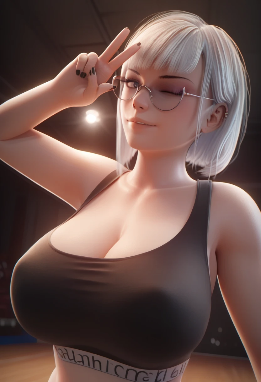 score_9, score_8_up, score_7_up, Goth girl, 1girl, solo, Expressiveh, (Lily_T, huge tits, goth top, goth jewelry, white hair, cleavage, short hair, half round glasses), angry, looking at viewer 4k, masterpiece, best quality, highly detailed, Assisted exposure, shirt lift, clothes lift, (male pov)