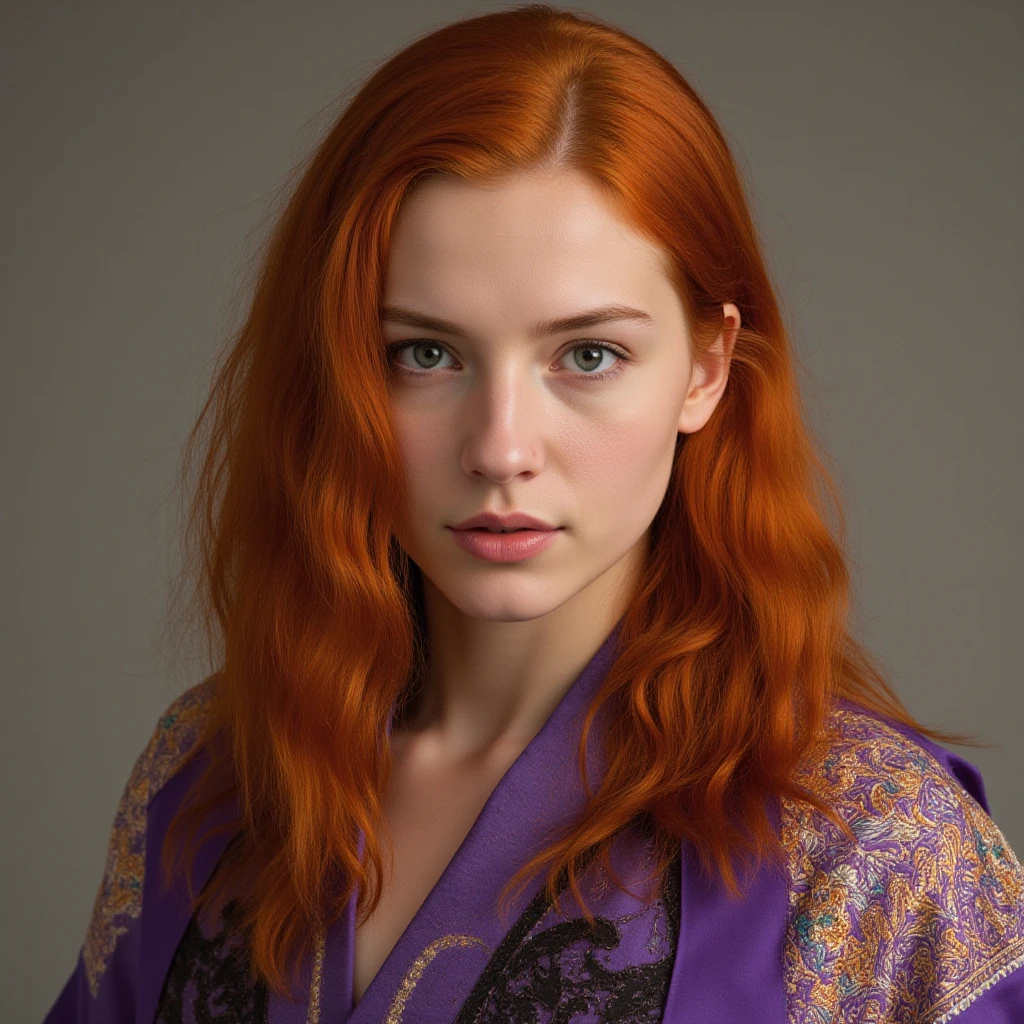(goddess kali with one eye on her forehead very beautiful red hair) (close-up, editorial photograph of a 20 yo woman from the 1940's), (highly detailed face:1.4) (smile:0.7) (background inside dark, moody, private study:1.3) POV, by lee jeffries, nikon d850, film stock photograph ,4 kodak portra 400 ,camera f1.6 lens ,rich colors ,hyper realistic ,lifelike texture, dramatic lighting , cinestill 800,