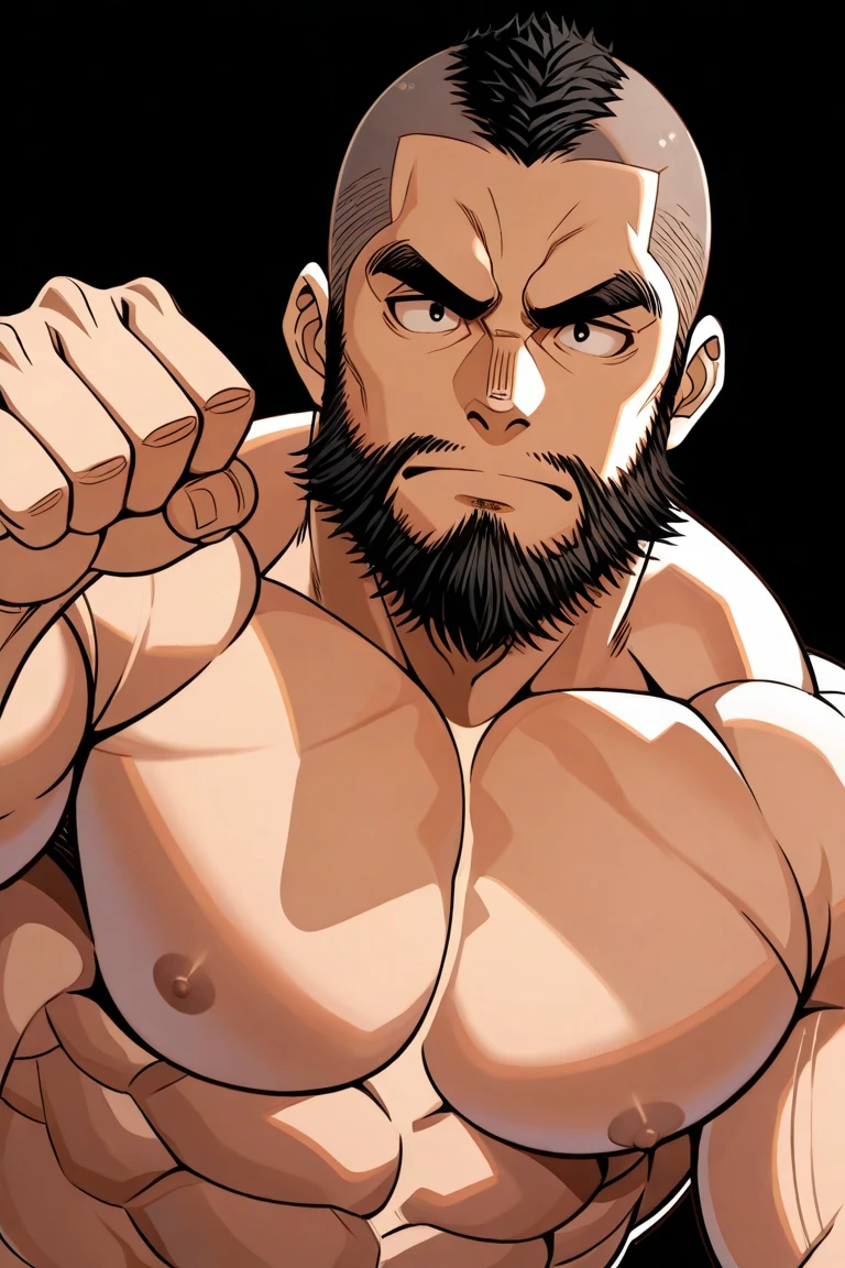 Muscular boy with a black beanie hat and his MEDIUM BROWN HAIR is noticeable, he is terrified by all the voices that surround him because of the madness