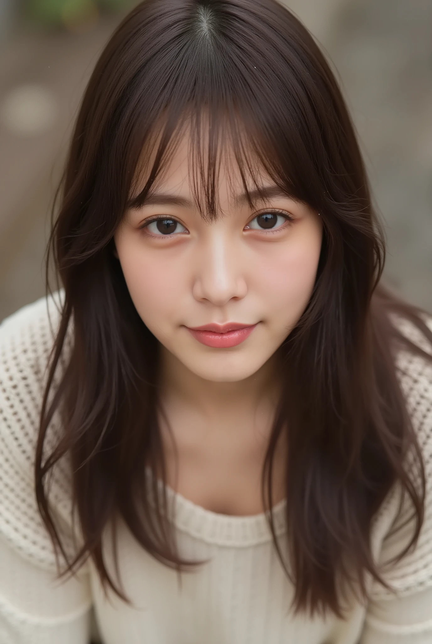 Genuine, ,  High Res Images ,  masterpiece,  以上から最High Quality ,  High Quality ,  Very Detailed,  MORE INFO,  vivid details,  sharp concentration , Professional Light ,  Alone,  1 girl,  young Japanese woman, Up to , (( brown hair, pixie cut )), ((  tanned skin at night  :1.1)),active,  like a boy ,  charm,  , Tiny Head, Small Faces,beautiful detailed face, (smile) , ((sweater, miniskirt)), ((big :1.4)),  Front Map,  viewers,  perfect hands,  Perfect Anatomy,((On a date,Cafe)、cleavage