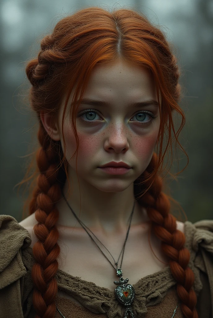 “A young dwarf girl with a round face, braided auburn hair, wearing an oversized hoodie with a dragon emblem, bikini bottom standing in a graffiti-covered alley, urban fantasy style, soft lighting, 4k, detailed, 14k