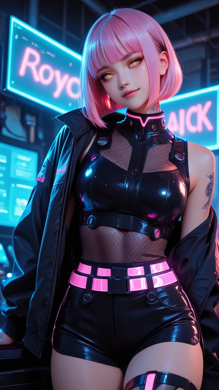 最high quality, masterpiece, 32k、Super detailed、realistic、1 girl, japanese woman、cute face, (photo actual:1.3),bob hair(red pink hair color、pink hairstyle)、edge lighting, (high detail skin:1.2), 8K超High resolution, Single-lens reflex camera, high quality, High resolution, 4k, 8K, Optimal ratio of 4 fingers to 1 thumb, (actual:1.3), cute 1 girl, realistic、Super realistic、32k、Super detailed、masterpiece, 最high quality, beautiful girl, beauty、small breasts, Mecha, beautiful lighting, (neon light:1.2), (night:1.5), Cyberpunk Costume、sitting,Cyber Neon、future city、Skyscraper、都会のnight、Shanghai、big city、night景、綺麗なnight景