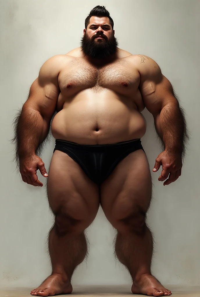 There is only one handsome Asian actor in the photo，35 years old，High target, Fitness，short hair, O-Shaped Beard，Perfect body, Dark skin color，Radiant Skin，Smooth skin，Muscle bulge, muscular, Very large pectoral muscles，Very ???? abdominal muscles，Very well-developed leg muscles，Huge concave and convex area，Brightens oily skin，Wearing black leather shiny ?????，Handsome face， Correct and accurate male body proportions, Wear black socks，Standing on a gray background。
