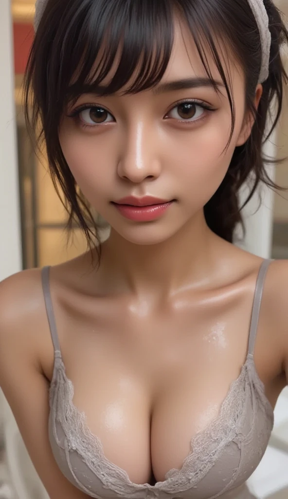 (((HD photo))), ultra high res.photorealistic: 1.4, UHD, masterpiece, trending on artstation,  POV, portrait, closeup of face and cleavage, pretty, cute face, most beautiful in the world, (focus on cleavage), (large sagging ???????:1.3), ???????, (???:1.1), soft, delicate, (long red hair), (titfuck:1.1), (wearing white doctor shirt), (??? on ????:1.2), (wearing black sports bra:1.2), medical ??????, sunkissed, hospital ward background, 