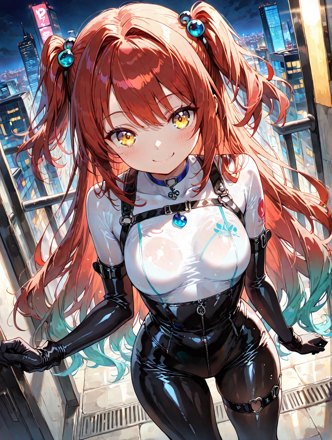 maid girl,(((1girl))),((anime maid girl with extremely cute and beautiful orange hair walking seductively down the street)),

(:1.4),bountiful , fluffy , H cup bust, bust up, bulging bust top,(((orange twintails hair:1.35,colored inner hair,twintails, ear breathing))),((heterochromia, eye1 orange, eye2 red, perfect eyes, upturned eyes:1.3, beautiful detailed eyes, finely detailed beautiful eyes:1, big highlight on eyes:1.2, slanted eyes)), ((fat)),(((lustrous skin:1.5,bright skin: 1.5,skin tanned,shiny skin,very shiny skin,shiny body,plastic glitter skin,exaggerated shiny skin))),(spider lower abdomen,narrow waist,wide hip,athletic body,inflated legs,delicate detailed fingers,detailed body,detailed arms,human hands, detailed hands),

cute,slutty,seductive,,((())), 

zettai ryouiki,(maid headdress), maid uniform, Headdress, (maid), sleeveless, mini skirt, boots, cleavage cutout,  legs,clothes with a lot of lace frills,(detailed outfit,detailed clothes),

(dynamic pose:1.0),solo focus,happy,((open mouth)),,centered,scale to fit dimensions,Rule of thirds,

outdoors, ((night view)), (cyberpunk night street Background: 1.5,dark sky,alleyway,lonely alley,thick clouds, detailed background:1.25),

(best quality), (high resolution), (sharp focus), (ultra detailed), (extremely detailed), (extremely high quality artwork), 8k_wallpaper, (extremely detailed CG 8k),(very fine 8K CG), ((hyper super ultra detailed perfect piece)), flawless, (((masterpiece))), illustration, vibrant colors,  (intricate), High contrast, Selective lighting, Double exposure, HDR (High Dynamic Range), Post-processing, Background blur,