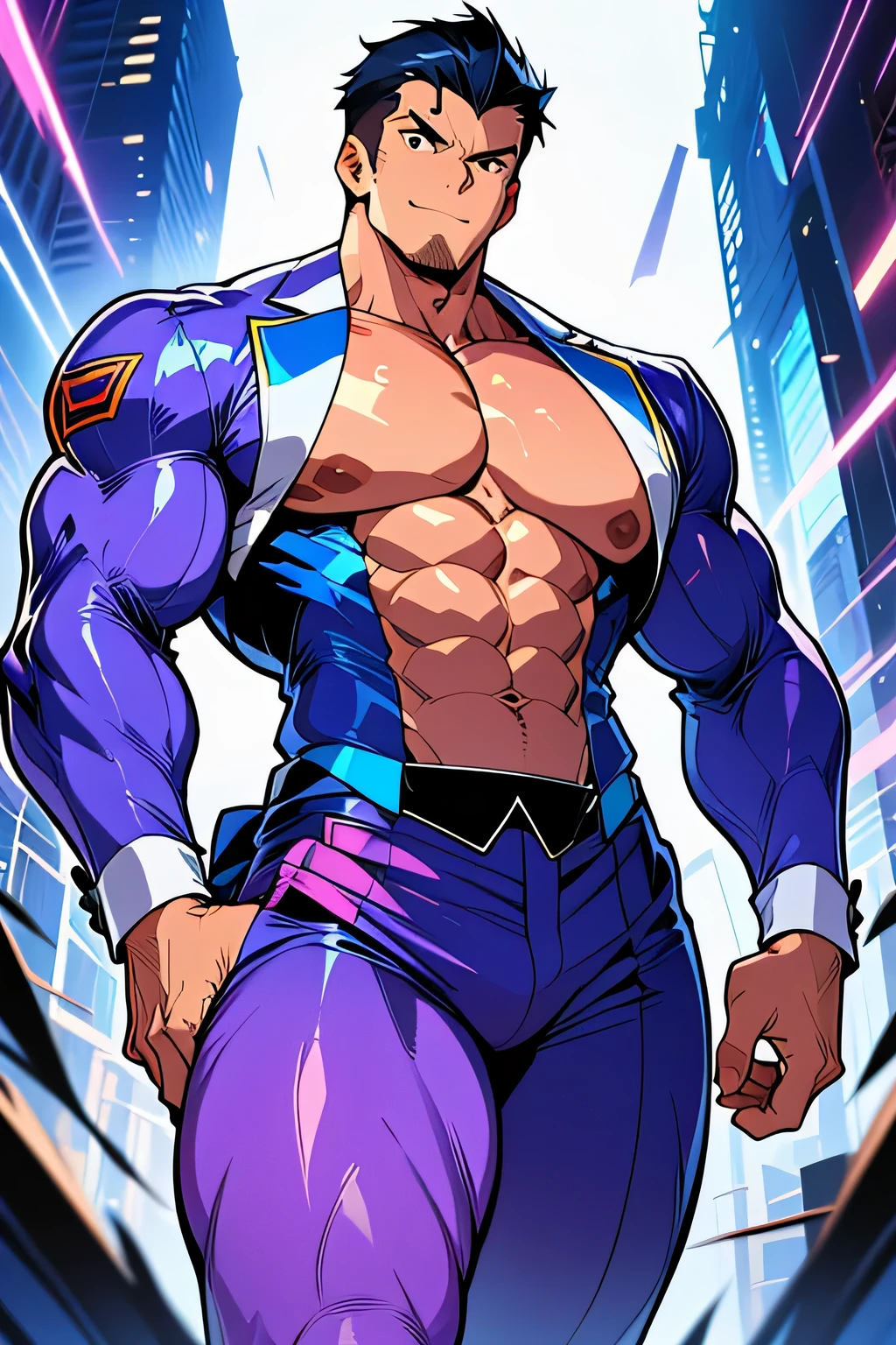 Super muscularly man in a tight business suit