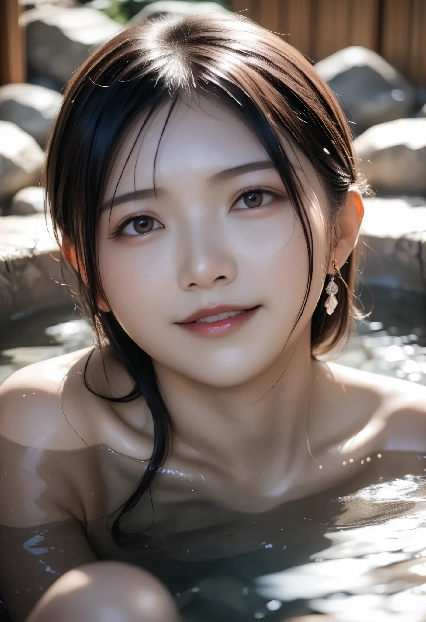 最high quality 、high quality 、 最High Fine、High Fine、8K quality、high image quality 、最high quality、 masterpiece 、immersive video、 very realistic images of the floor at night 、realistic painting、 perfect detail 、 Fukasoko Onsen 、High Fidelity、 perfect pictures without blur、close to reality、 image faithfully reproduced down to the smallest detail、 Exquisite and Realistic Weapons 、 exquisite and realistic human skin 、 realistic face in every detail、 Realistic eyes with attention to detail 、 realistic lips drawn with minimal detail 、 detailed and real teeth、Real ears、 Realistic Hair 、detailed and realistic breasts、  Realistic nipples in great detail 、 Realistically drawn areolas 、 realistic nipples drawn realistically down to the smallest detail 、 detailed realistic female organs 、Detailed and realistic vagina、 detailed anal clitoris 、 labia minora detail drawn realistically in every detail 、anus 、Labia minora realistically drawn down to the smallest detail 、realistic pubic hair expressed down to the smallest detail、(((female pubic hair:1.3)))、((Japanese model))､((hot spring girl))、((young face))、((black hair))、((Medium Rounded Breasts))、((stylish body ))、(((Wet skin all over )))、(((nude)))、Japanese woman at a natural hot spring in the hot spring area、Japanese woman relaxing in the bath、(soft natural light)、((in the deep forest(soak only your ankles in an indoor hot spring))、((Hot Springs Surrounded by Rocks))、((Deep bathtub(Deep Hot Springs))、((Bathing in a hot spring ))、((close to wet towels))、((hot springs))、((腰までhot springs))、((sit down on your hips))、((kneel down and sit in the hot springs))、((kneel down and sit in the hot springs))、((Lying in a hot spring))、((膝をつきながらBathing in a hot spring ))、((in the hot spring area、Lie down until the water reaches your shoulders))、((Please lie down while soaking in water up to your shoulders.))、((Very clear fresh water))、(( Main Body Seen from the Surface of the Water ))､(((watching her from a random angle)))