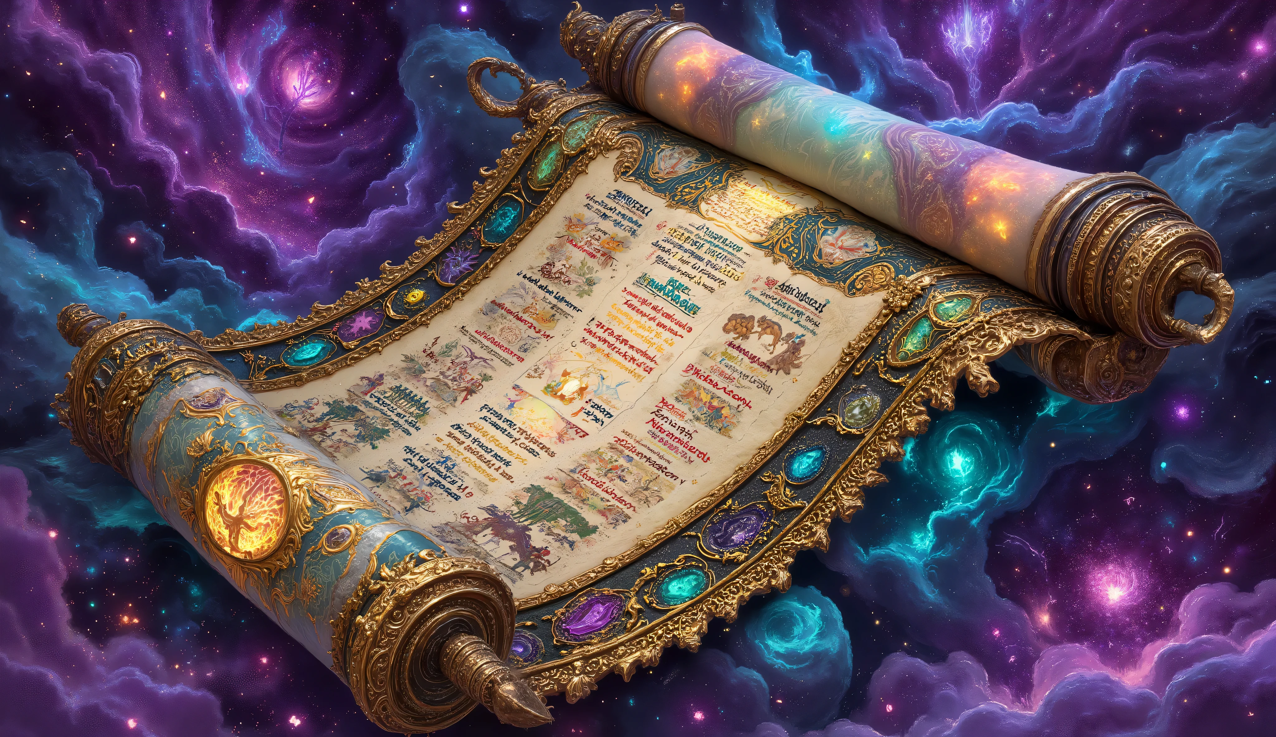 An ancient, glowing scroll unfurling the endless List, rendered in a mystical style.