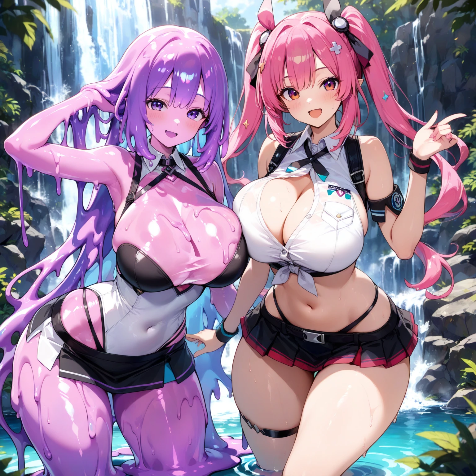 （8k ，Ultra Detailed，The best masterpiece，nature，Perfect work of art，Perfect female body），Two Women，Sister and younger sister， sisters，Rainbow hair，Perfect face，（huge ），Neighbor's Wife，woman hairstyle，elegant wife，Exquisite and inspiring ，20 years old，White skin，Messy hair，Perfect ???? body，Tone，flirtatious，Very large ，Yao Liu，Big ???? very detailed，列车Flight attendants，性感的列车Flight attendants，Flight attendants，Flight attendants开领，Off-shoulder，miniskirt，wear glasses，In the train compartment，Detail background，necklace，Perfect eyes，，T-type small size，huge big