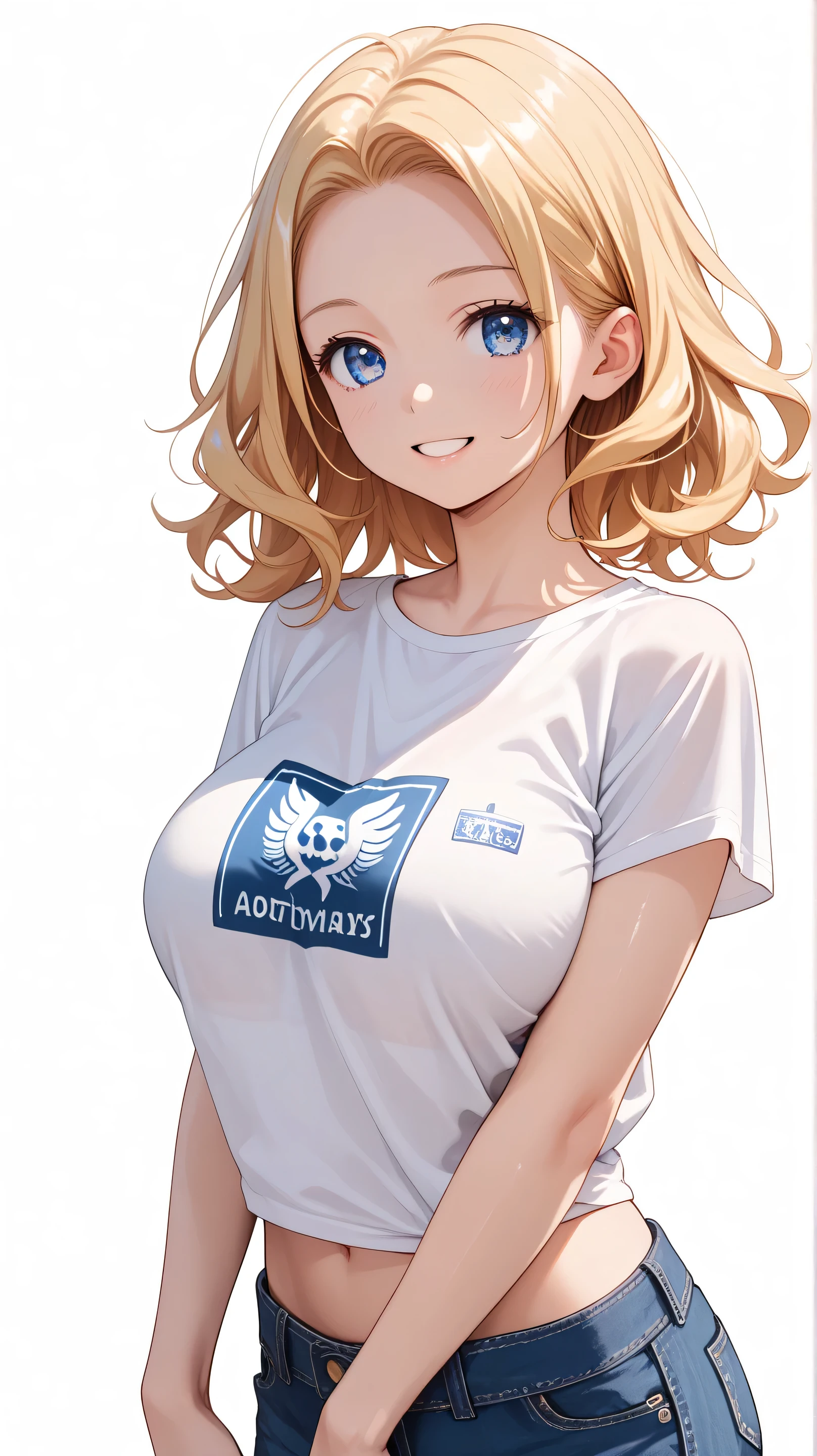 (masterpiece, best quality:1.2), 1 girl, solitary，blond（（White sexy taut shirt））（HD）（（best quality））， （（Surrealism））