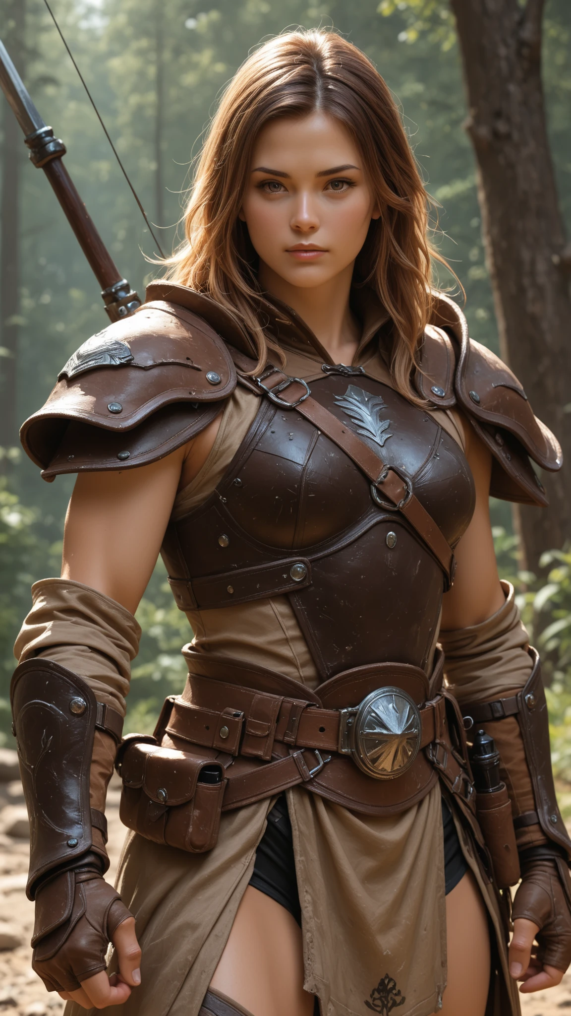 Wilderness Hunter、dynamic action、Cowboy Shot、realistic portrait