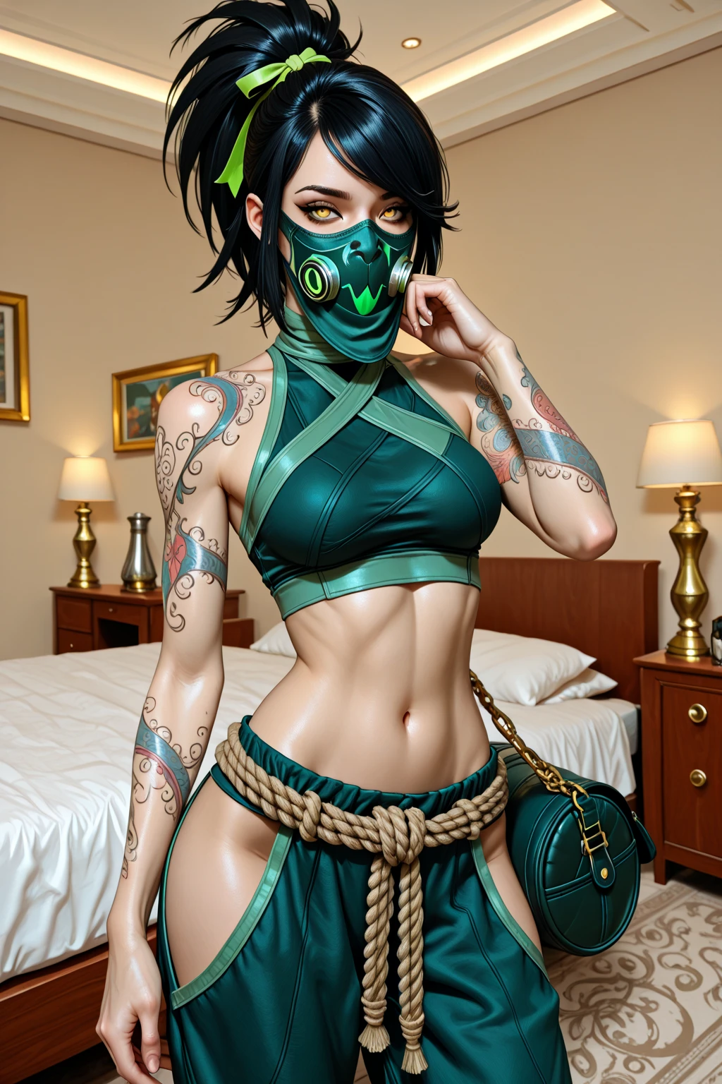 Viper (Valorant), wide-shot, a woman, depth of field, business woman