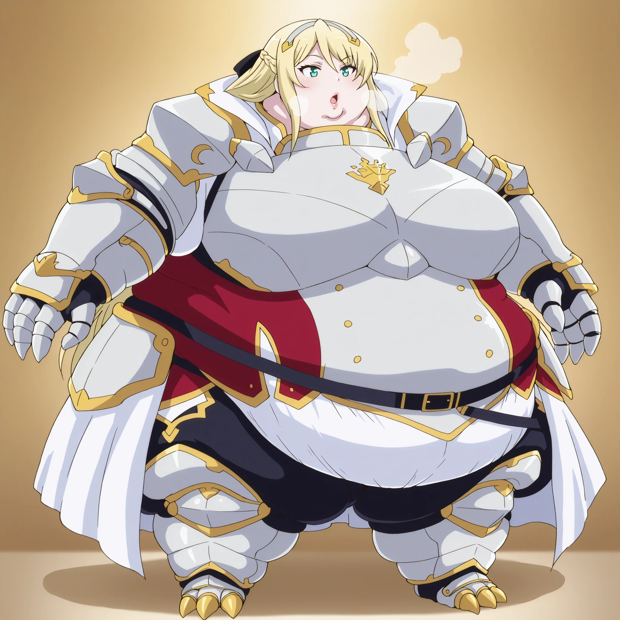 hildegardminaslestia, armor, blonde hair
addmicrodetails,, breasts, fat, chubby, obese, fat neck, multiple chins, big breasts open mouth, out of breath, Larger female, full body shot, only head, large head, oversized limbs, large hands, large feet, oversized feet, oversized fingers, big lips, plump lips, fat face, fupa, big fupa, fat fupa,