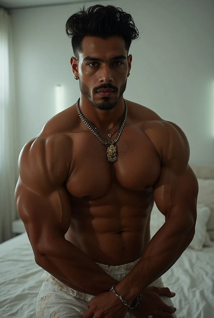 1boy, Frank Grillo, solo, facial hair,25 yrs old, sitting on chair with spread legs, full body in photo from head to toe, male focus, bara, muscular, muscular male, beard, short hair, thick eyebrows, brown-skinned male, thighs, formal suit, formal shoes, socks, dark skin, tie, full body in frame, thick thighs, looking at viewer, from above view, masterpiece, 4k, high quality, highres, absurdres,His perfect( big huge penis) is (coming out) of his pant,masterpieces, nudity, pornography, seductive, erotic, exotic 