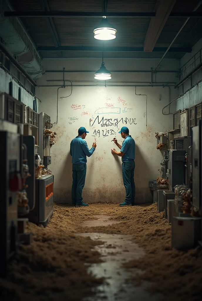 Complete the missing part of the body of the person on the right in the picture and the missing part of the table.