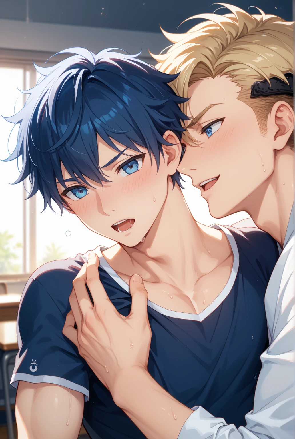 Draco Malfoy, wearing a pink tank top and light blue skinny jeans, freckles, silver eyes, anime style, cartoon, stereotypically gay pose, painted nails, expertly drawn hands, rolling his eyes, unamused stare, judgmental, mean gay, (solo), holding his phone, playing on his phone,