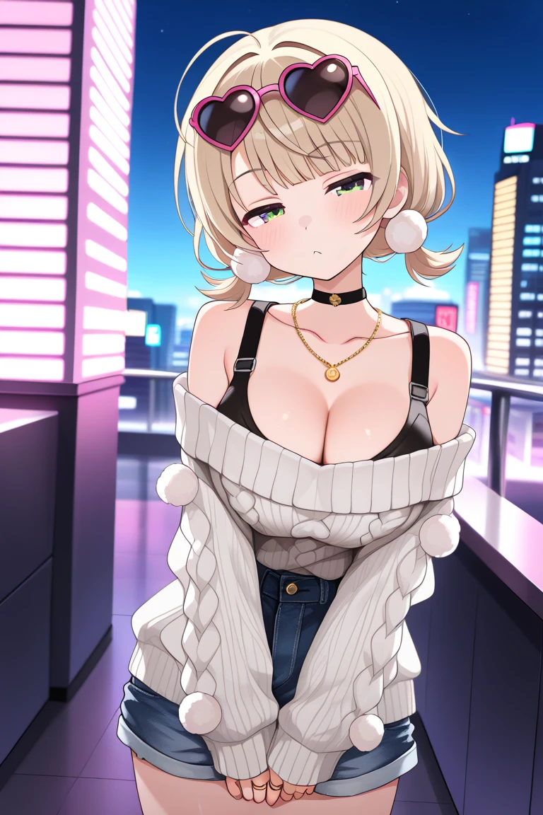 (sitting on the sofa, from the front, from below), slender blonde woman, 26 years old, colored tank top, , high resolution, masterpiece, 8k, realistic digital art, 32k, ultra-high definition, airport entrance , dynamic, leaning forward, looking into the viewer, smiling, cute