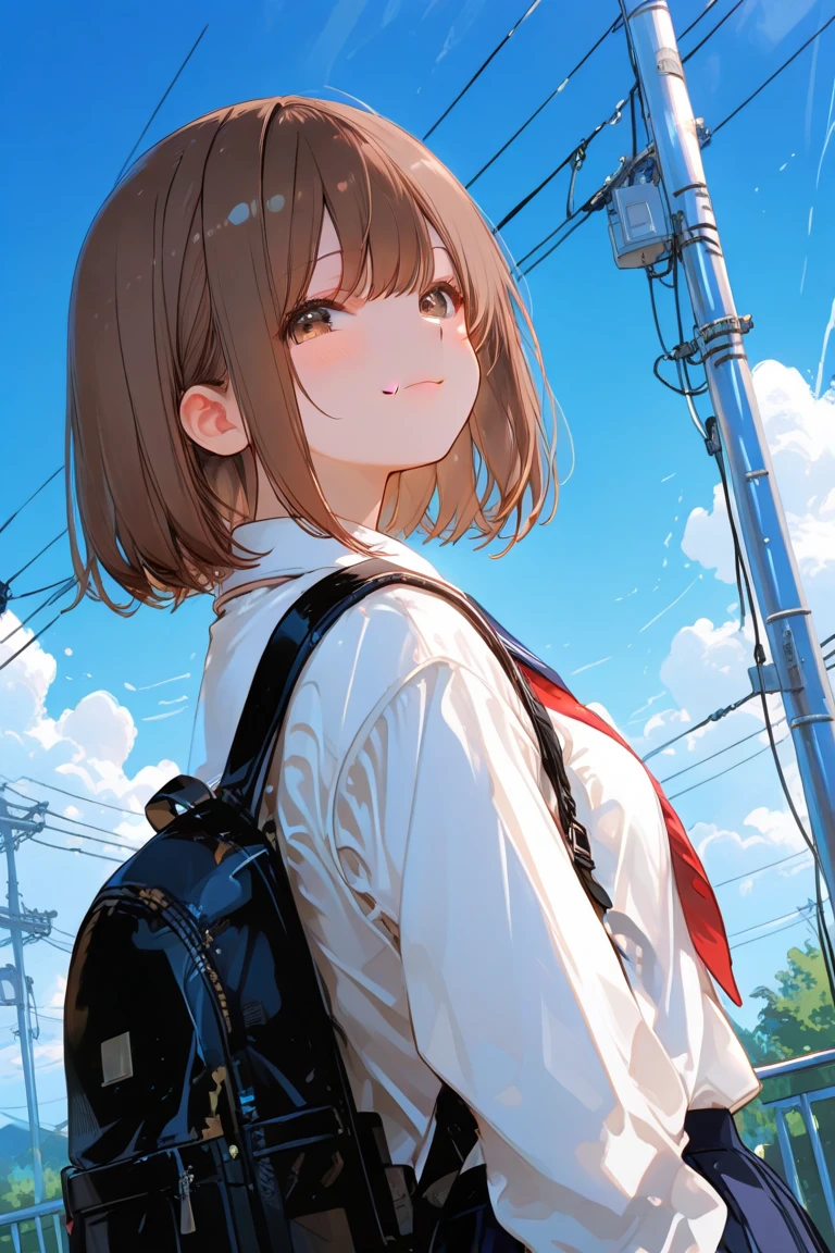 brown hair, Shortcut , messy hair, slender beauty ,hole々 Positive Attitudes ,Small box, beautiful legs with tails, Her enchanting gray-blue eyes sparkle like stars.,(Masterpiece:2.0), ( top quality:2.0), (High school girl in short :1.5), (Side View:1.5), ( poses:1.5), ( red face:1.3), ( realistic:1.5), 1 , Precision small handle, embarrassing looks at an upscale casino venue , smile, Very nice girl, innocent face, Young Face, Clear Eyes, Eyeliner, Small box, Beautiful skin, , super resolution, Highest Resolution , Japanese High School Student , blazer uniform, checked , brown hair,