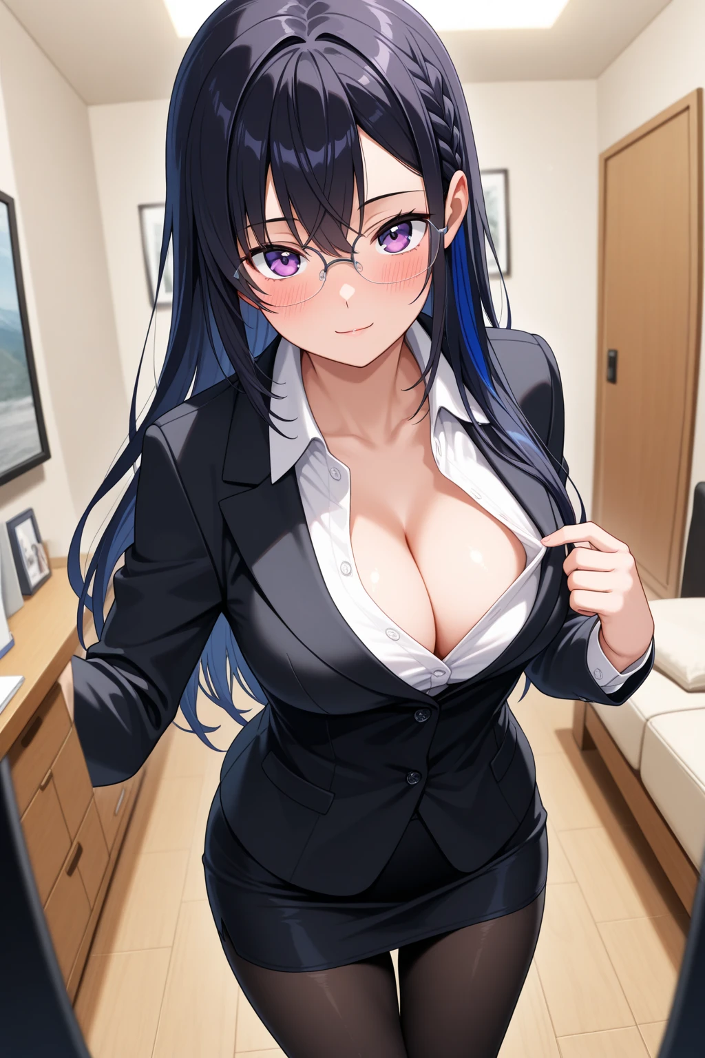 braided hair、braided hair,red-eyes,black-hair,bainded-hair,Braided Hair、long-hair,red-eyes,big-breast,business-suit,black-business-suit,black-pantyhose,mini-skirt,23 years old,older sister、Ultra-high resolution、Ultra HD,Braided Hair、red-tie,standing,,wife,huge-,dark-makeup,dark-huge-,dark-,very-huge-,dark-