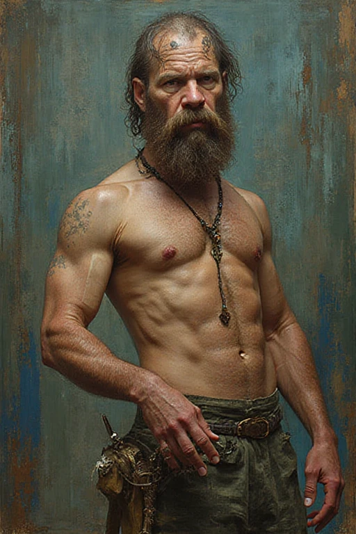 portrait of handsome man, mustache, viking, tattoos, holding axe, outdoors, northern lights,
<lora:chevron-mustache:.7>