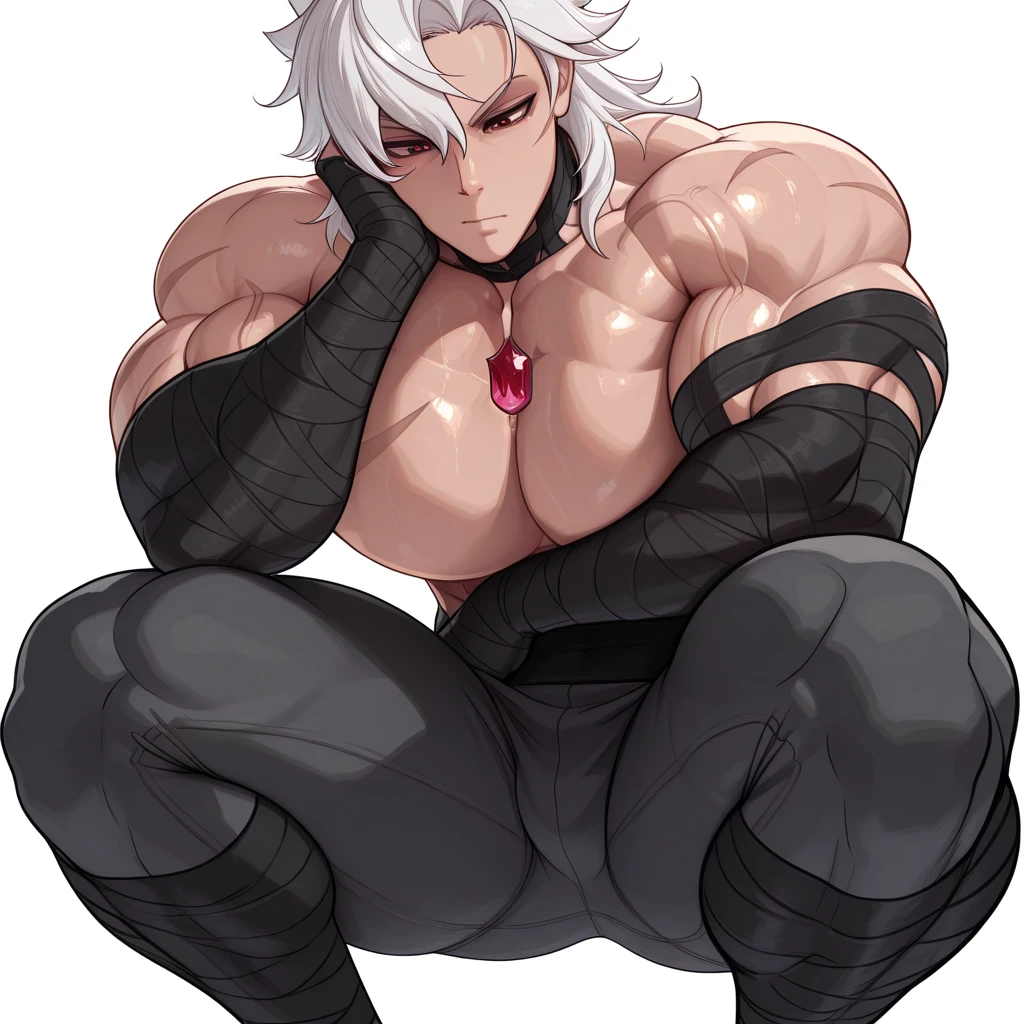 wilnas,  granblue fantasy, (masterpiece:1.5), (best quality:1.5), (high quality:1.5), (solo:1.27), (muscular male:1.27), (bara:1.27), satisfaction, happy, pleasure, (dynamic angle:1.21),(dynamic hair:1.27),(detailed pupils:1.21),looking at viewer, (dynamic pose:1.15), (beautiful detailed hands:1.21), illustration, (cinematic light:1.15), ultra detailed, (disheveled hair:1.34), big bulge, (large pectorals:1.3), pectoral , sidepec, (abs:1.3), (thighs:1.3), (bulky:1.2), novel_illustration, anime_screencap, (valentine:1.4), (apron:1.3), cooking flaming, chocolate, (fundoshi:1.5), flaming sword, explosion, male focus, fire, fiery wings, fiery hair, flame, pyrokinesis, breathing fire